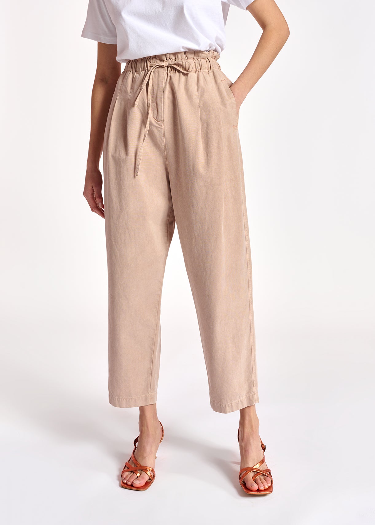 Beige cotton tapered pants RE—SSENTIEL | Essentiel second hand
