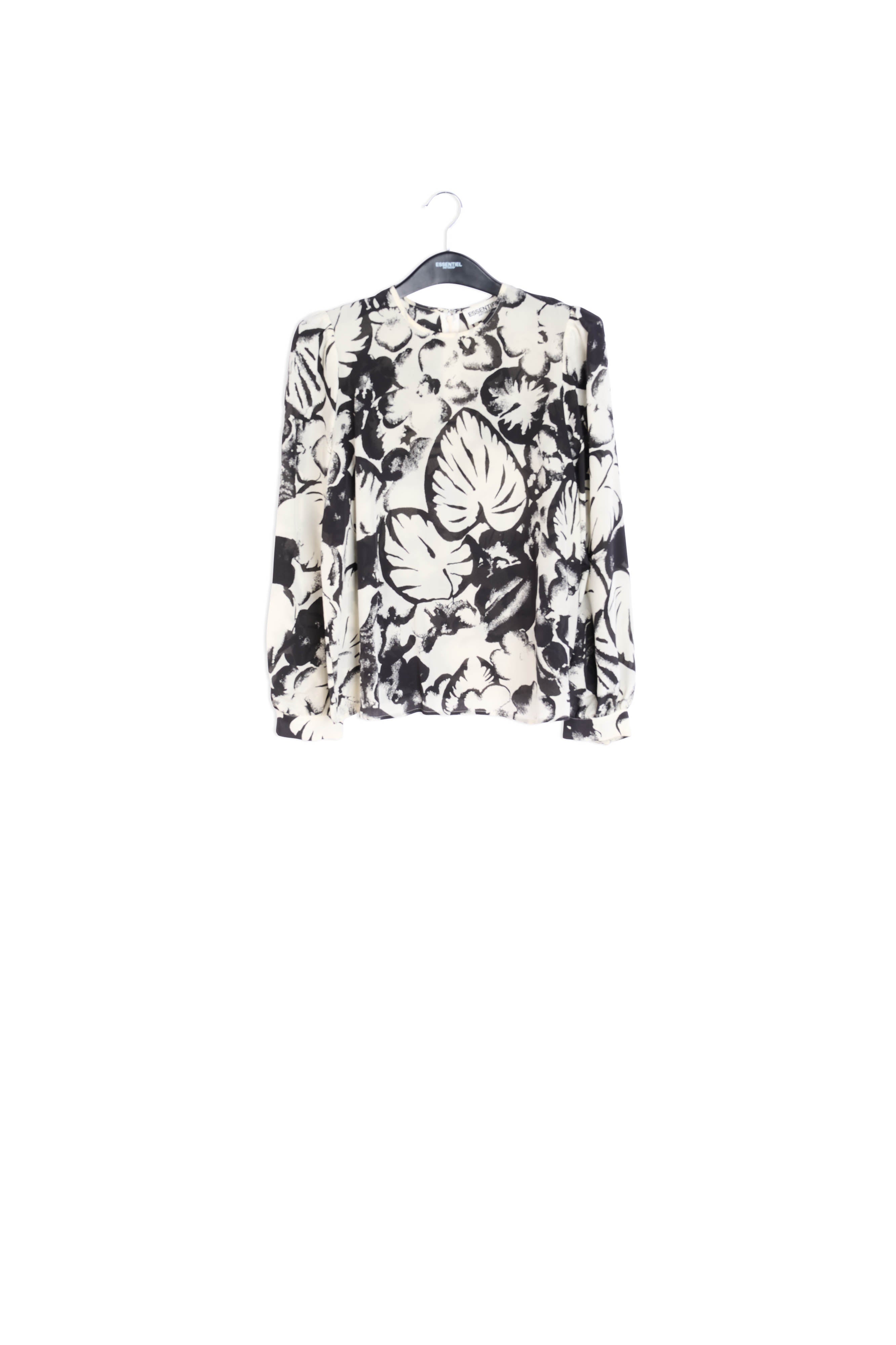 Off-white botanical-print silk blouse RE—SSENTIEL | Essentiel second hand