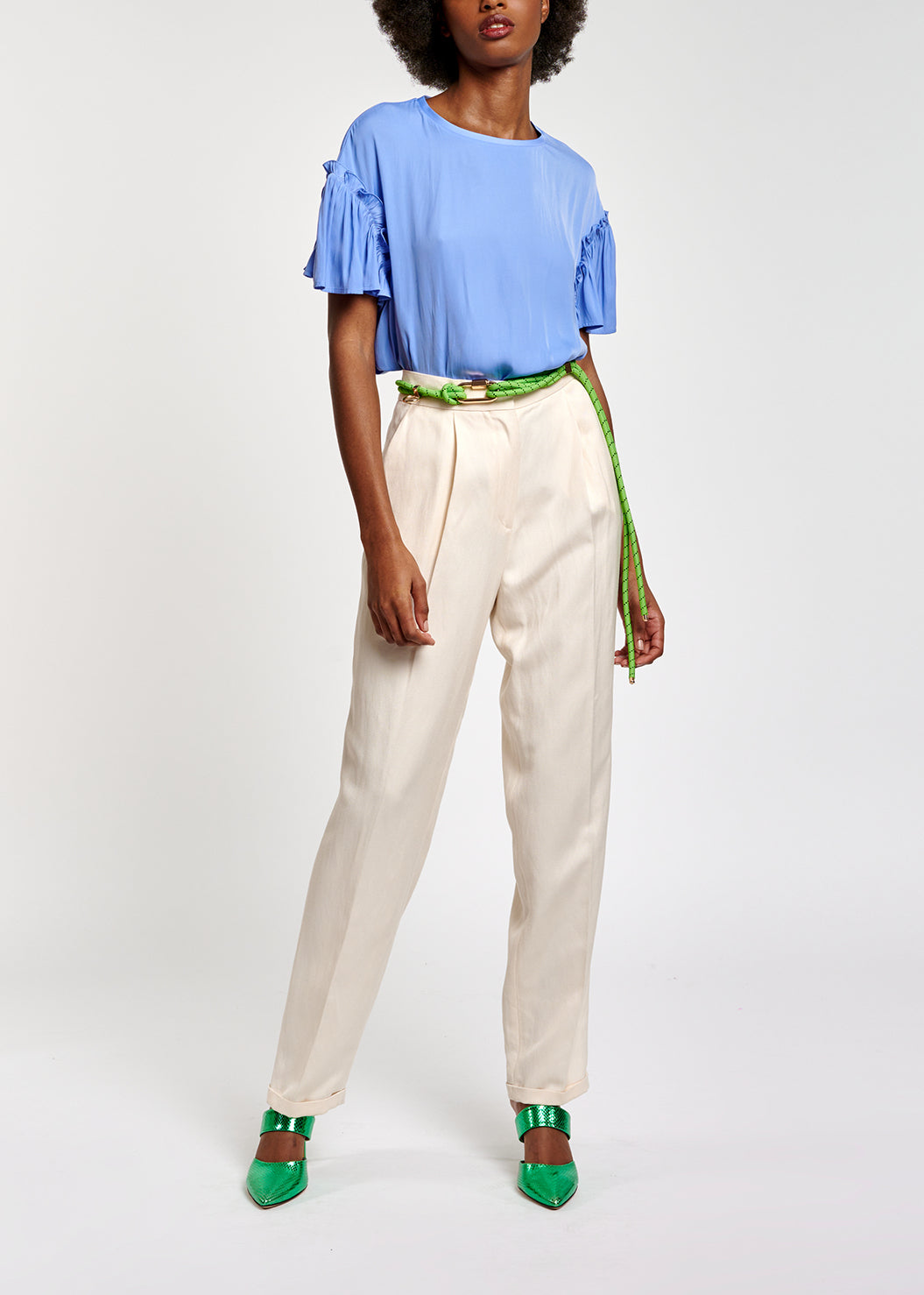 Off-white tailored mid-rise pants RE—SSENTIEL | Essentiel second hand