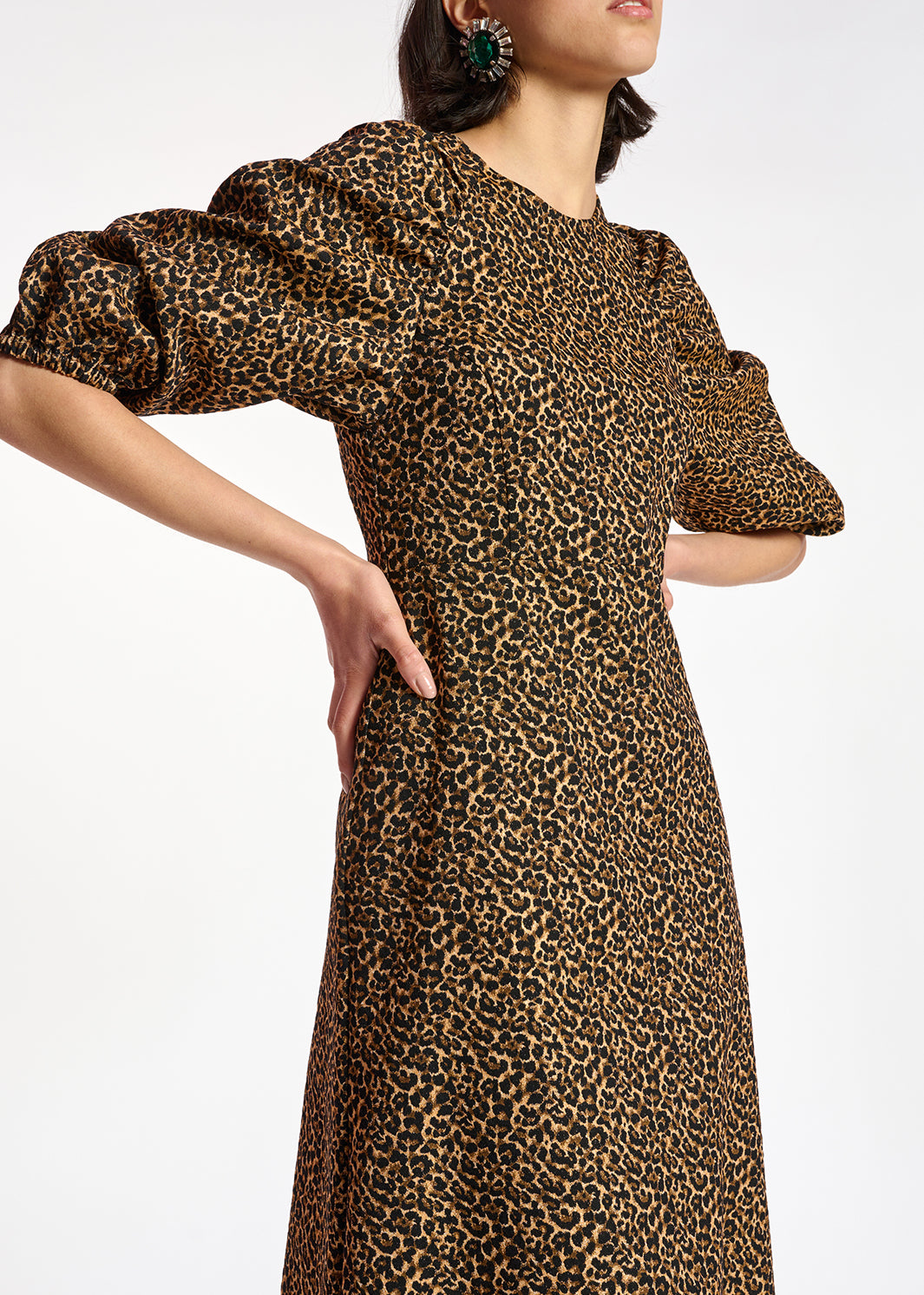 Jacquard midi-jurk met luipaardmotief RE—SSENTIEL | Essentiel second hand