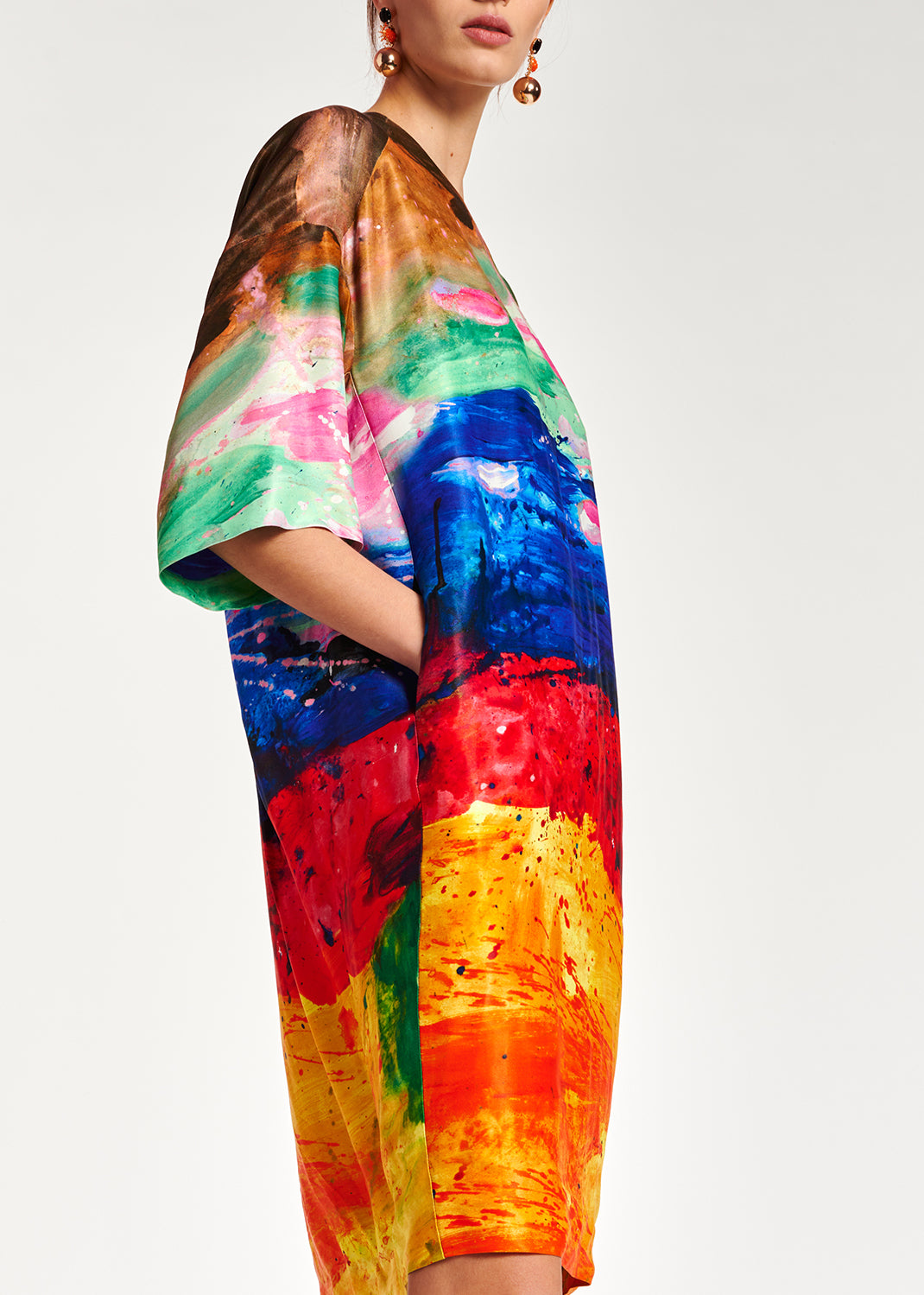 Multicolor paint brush print mini dress RE—SSENTIEL | Essentiel second hand
