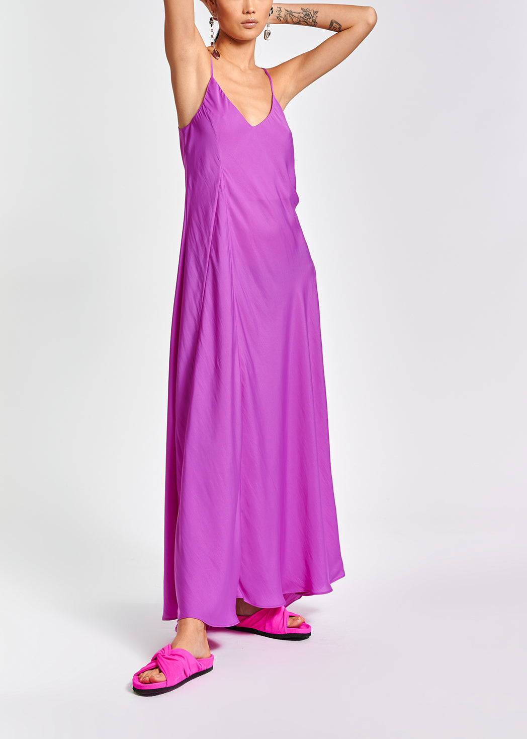 Lilac maxi-length slip dress RE—SSENTIEL | Essentiel second hand
