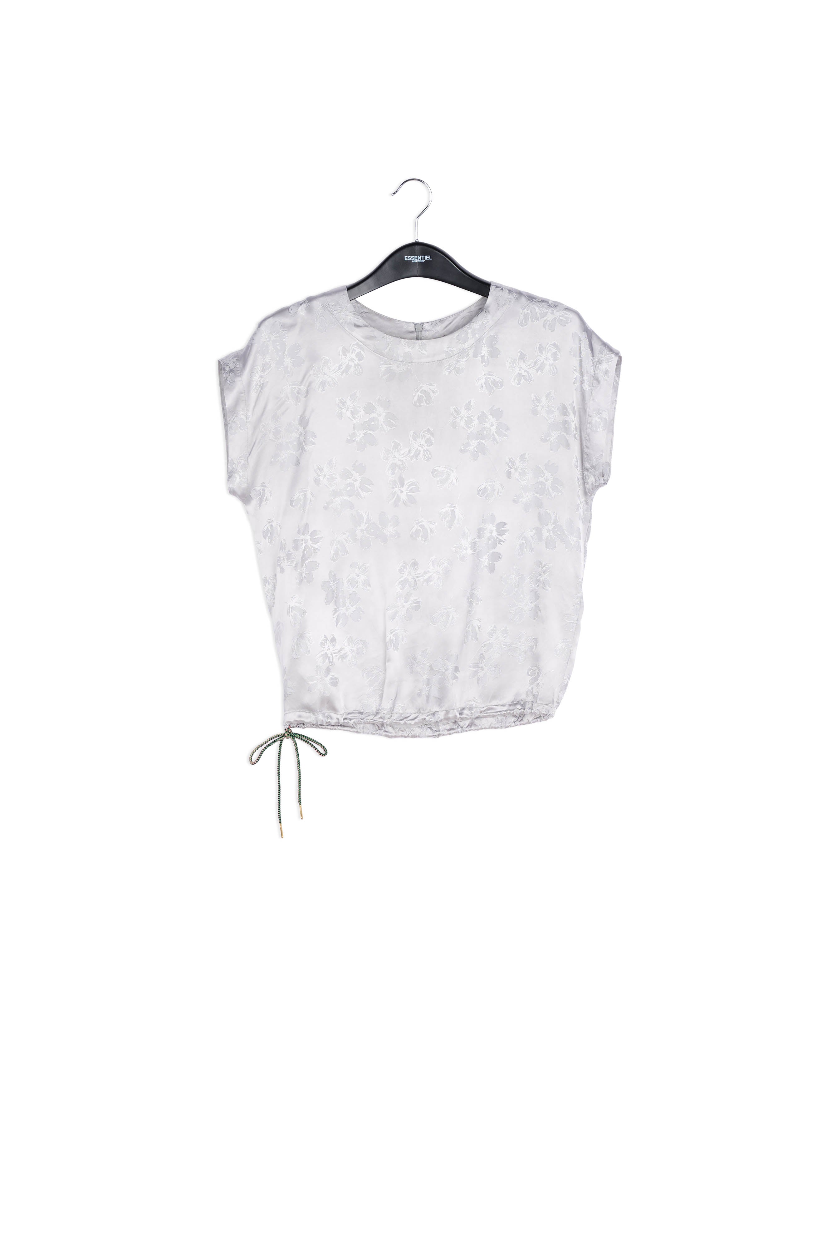 Grey floral-print jacquard top RE—SSENTIEL | Essentiel second hand