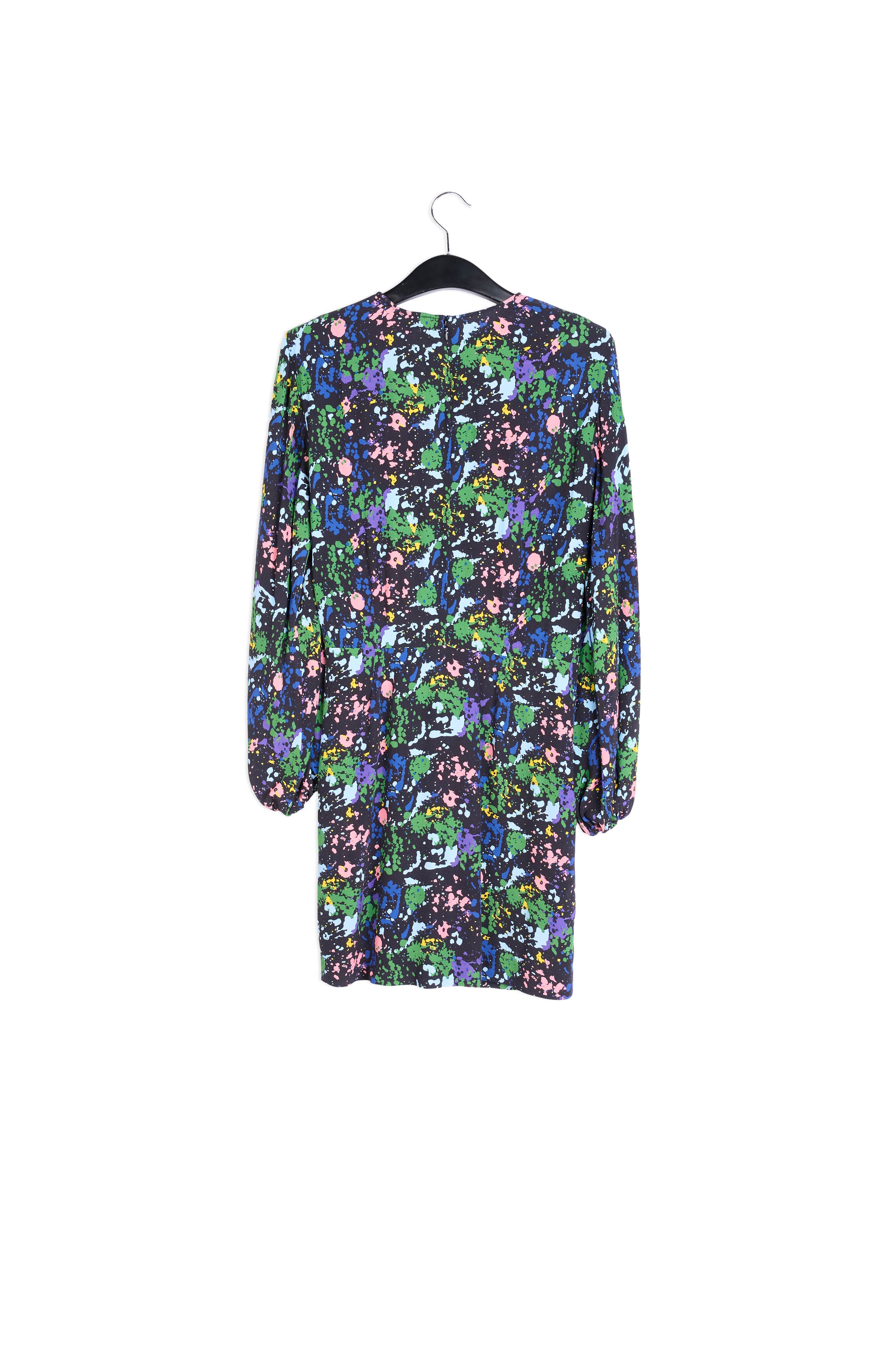 Black and blue floral print mini dress RE—SSENTIEL | Essentiel second hand