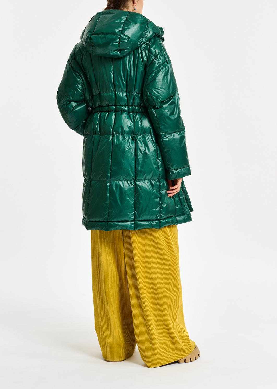 Dark green hooded puffer coat RE—SSENTIEL | Essentiel second hand