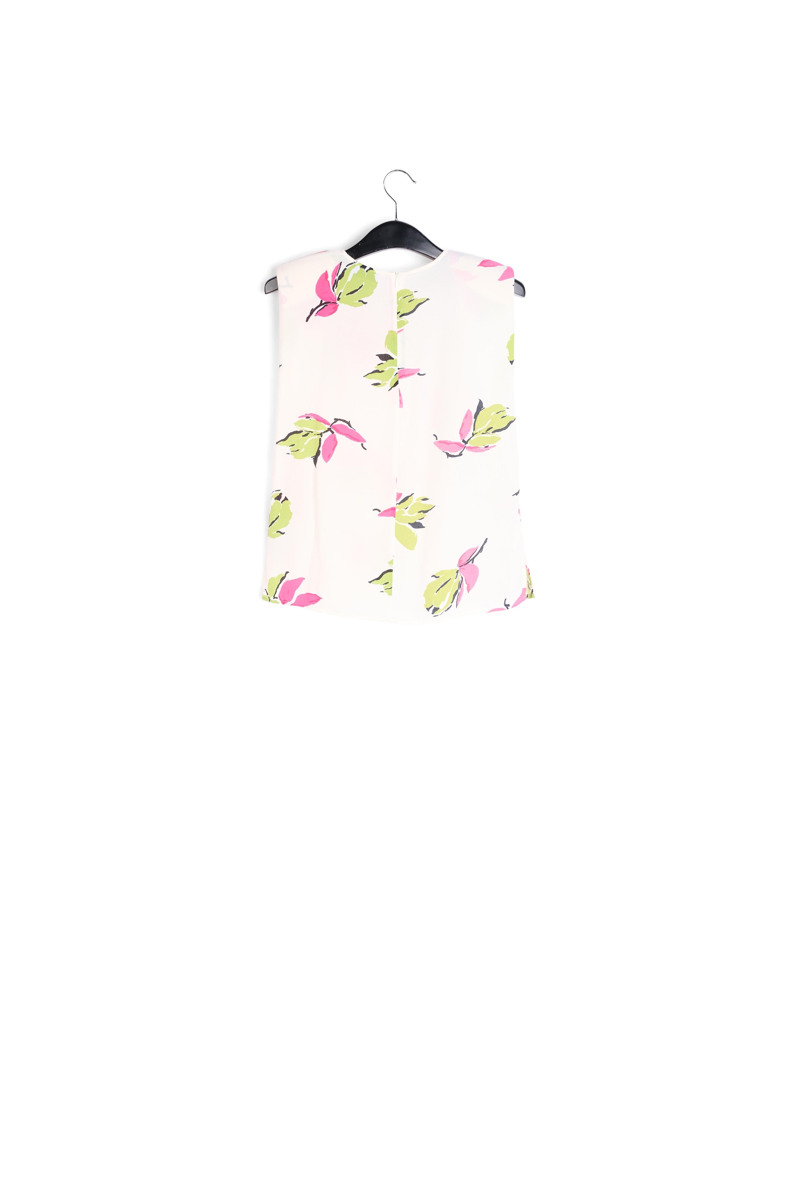 Off-white floral-print sleeveless top with padded shoulders RE—SSENTIEL | Essentiel second hand