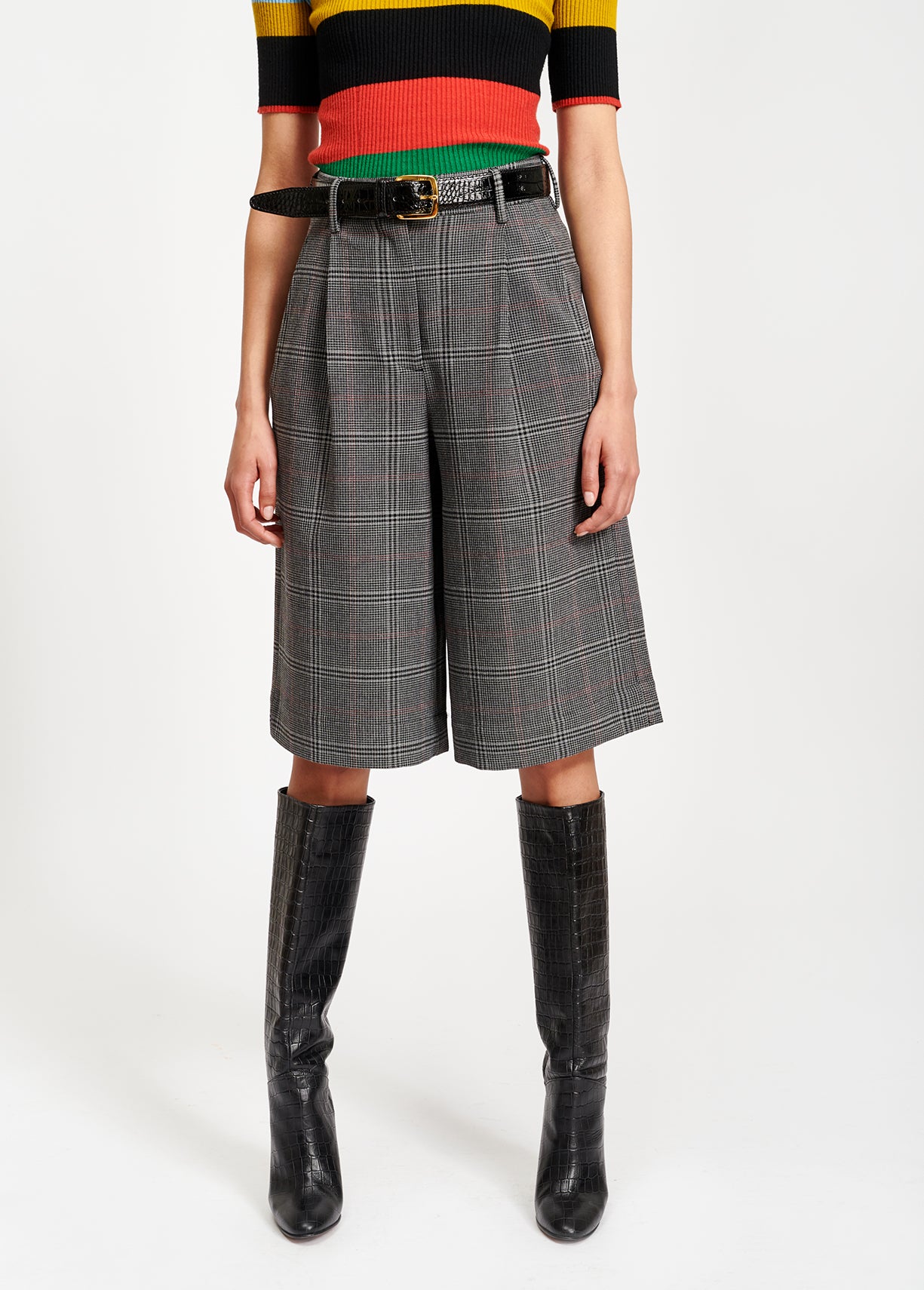 Short long gris à carreaux RE—SSENTIEL | Essentiel second hand