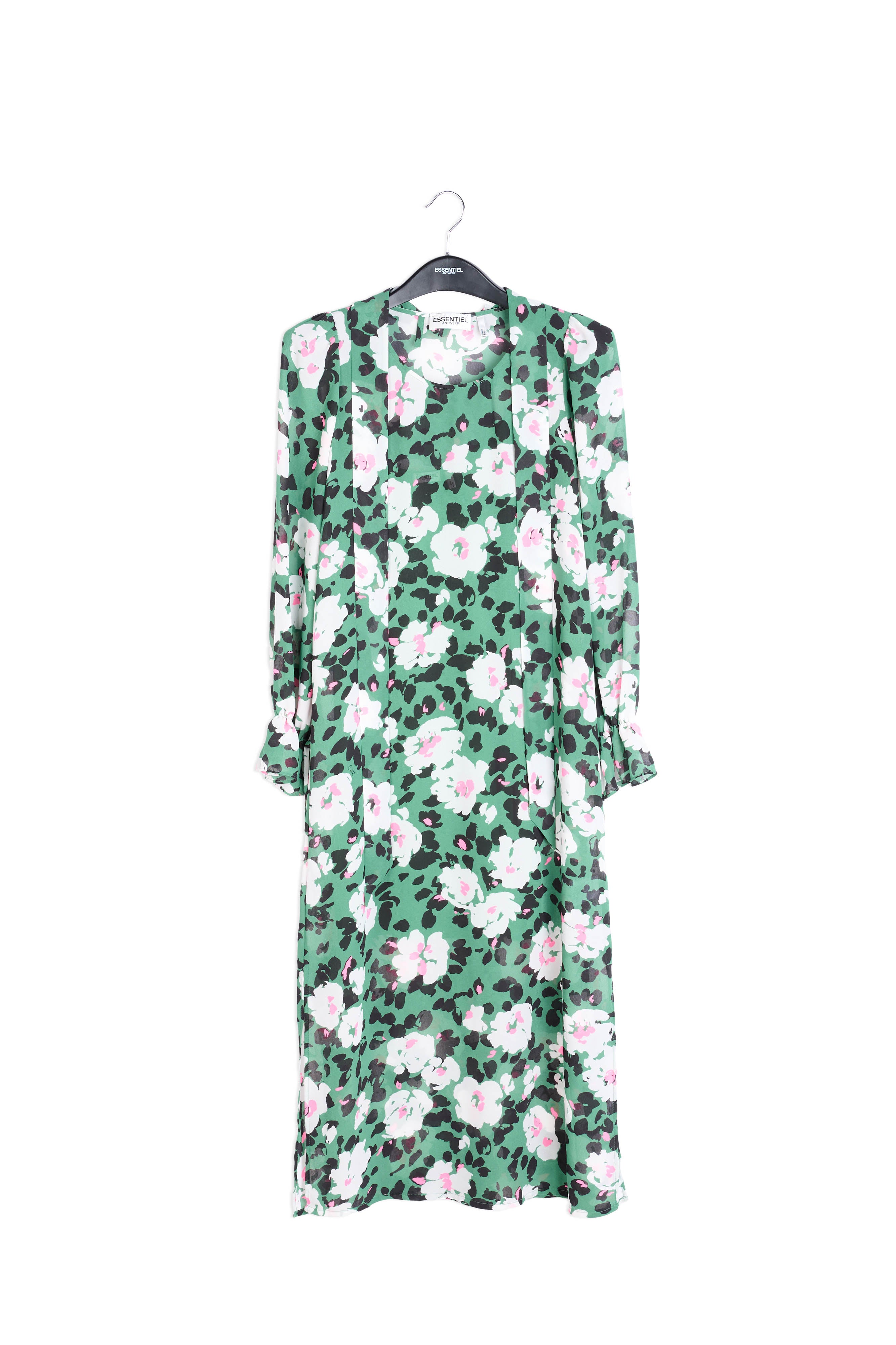 Green floral-print belted midi dress RE—SSENTIEL | Essentiel second hand