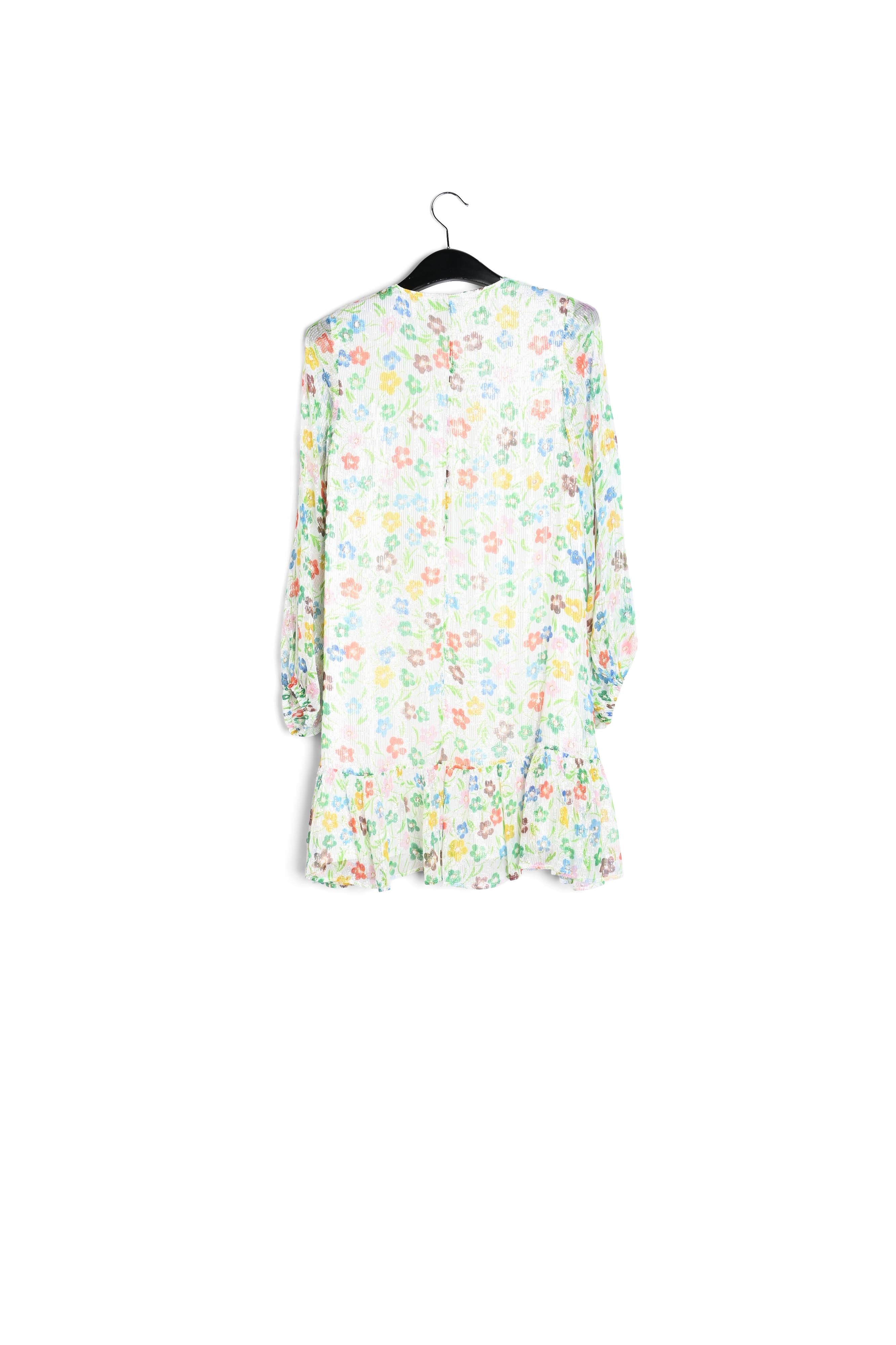 Off-white floral print dress with flared hem RE—SSENTIEL | Essentiel second hand