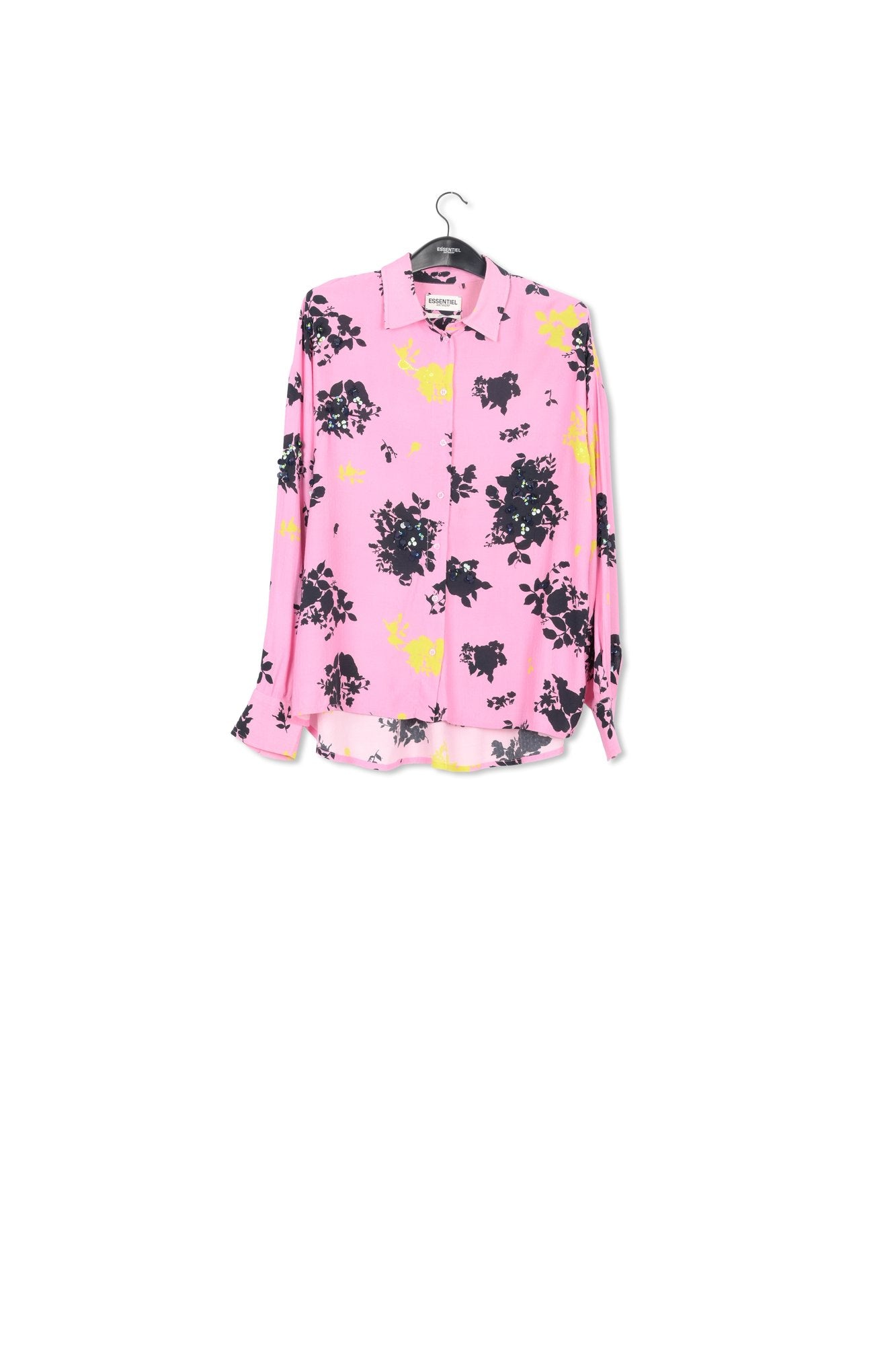 Chemise à imprimé fleuri rose, noir et jaune RE—SSENTIEL | Essentiel second hand