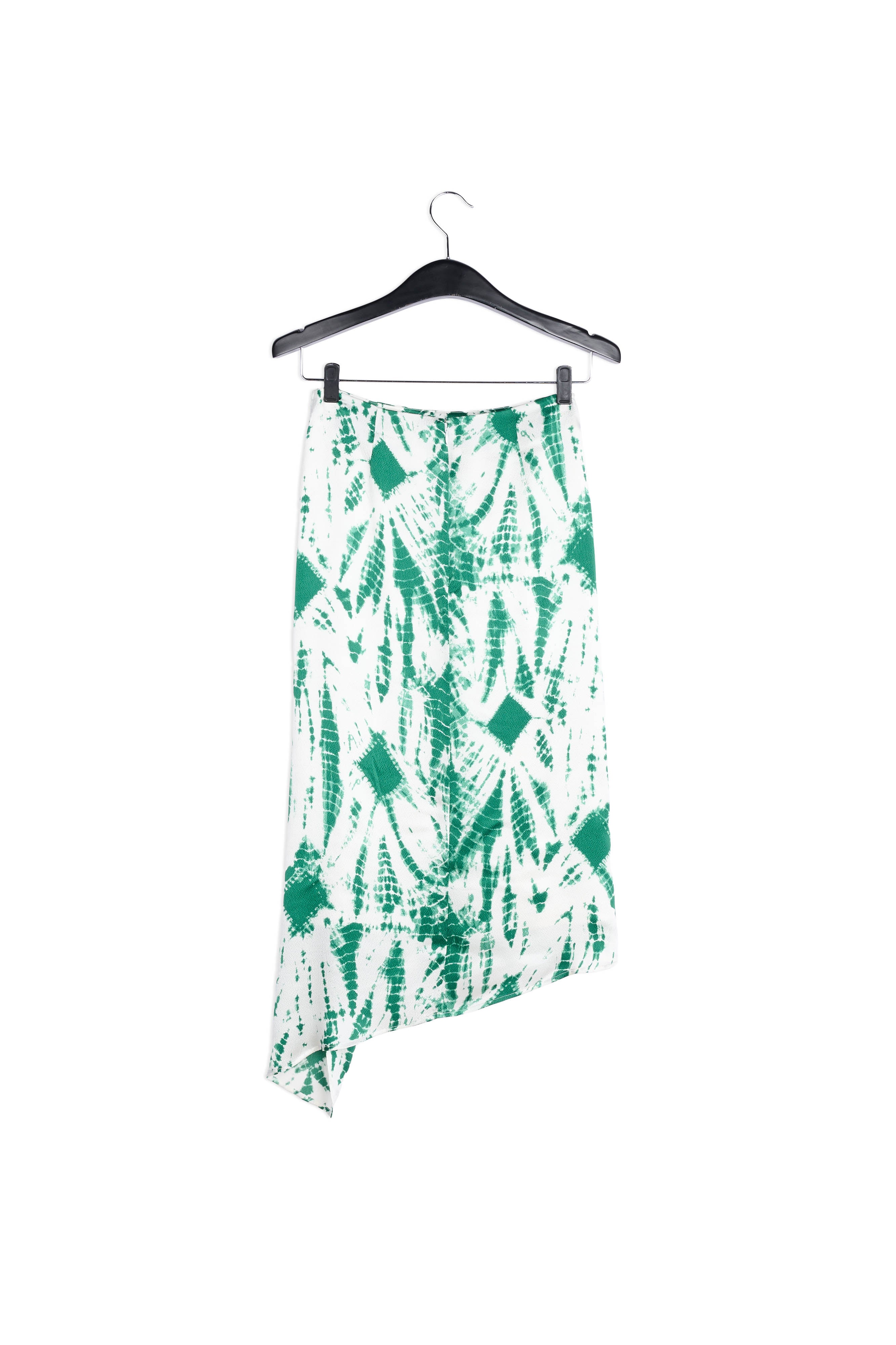 Jupe midi en soie tie-dye blanc cassé et vert RE—SSENTIEL | Essentiel second hand