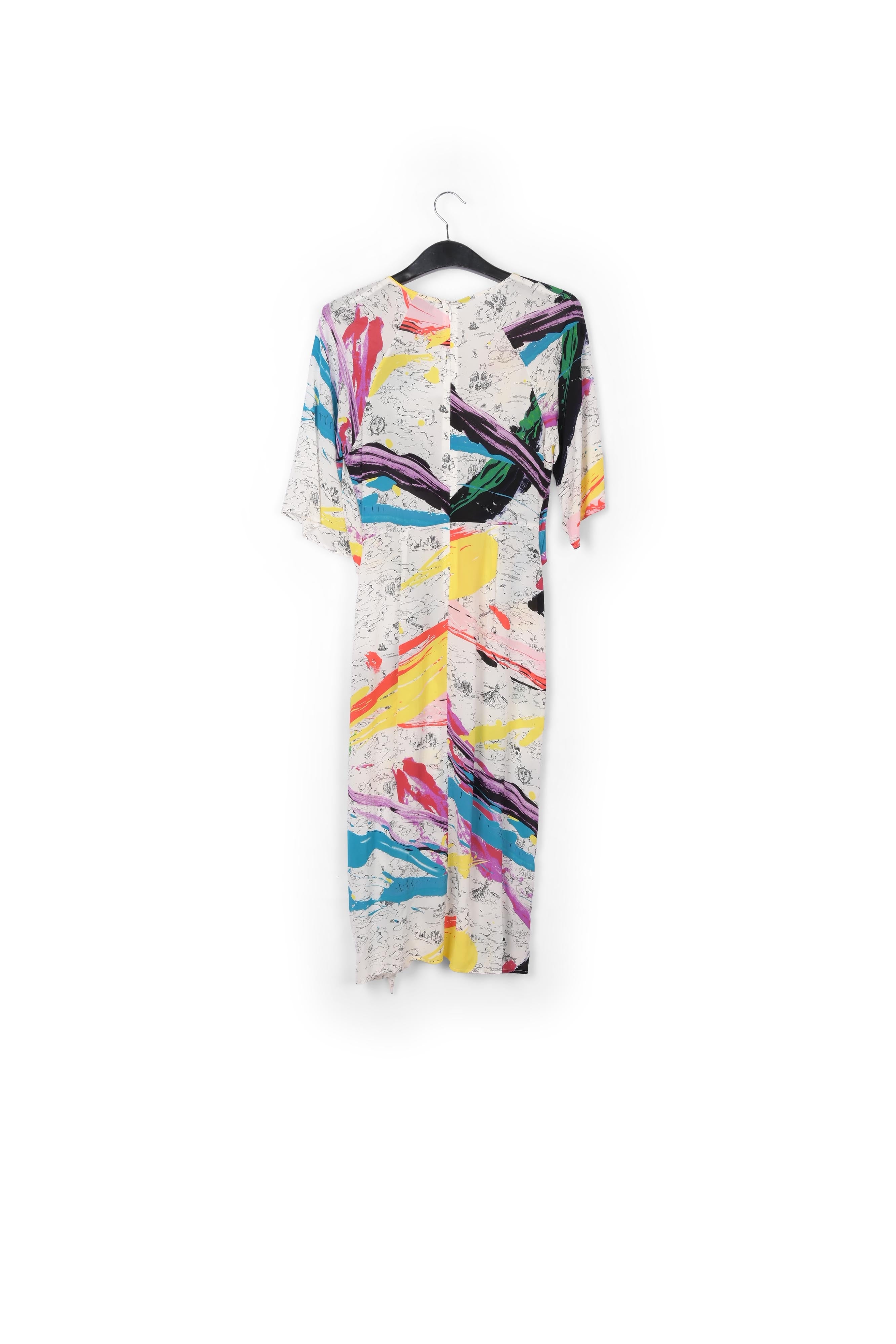 Robe midi blanc cassé à imprimé multicolore RE—SSENTIEL | Essentiel second hand