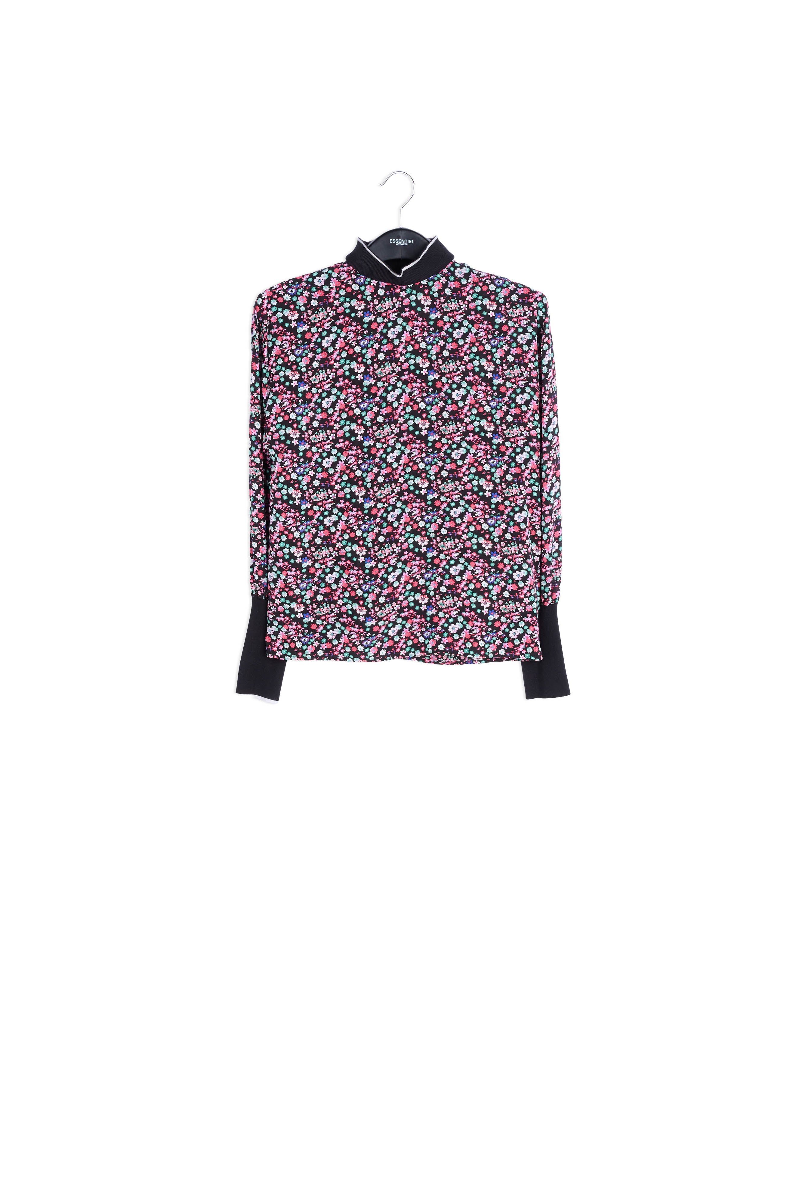 Top noir à fleurs avec bords contrastants RE—SSENTIEL | Essentiel second hand