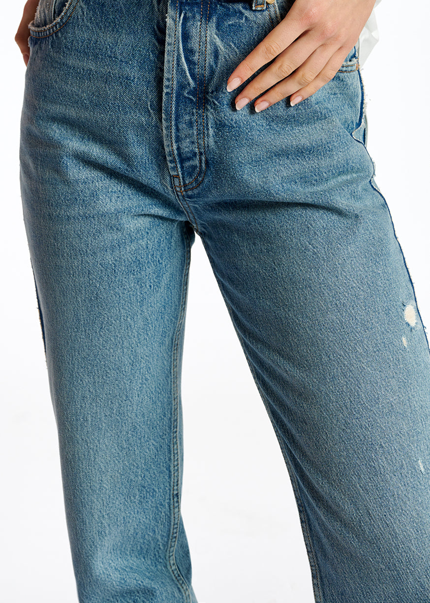 Blauwe jeans met rechte pijpen RE—SSENTIEL | Essentiel second hand