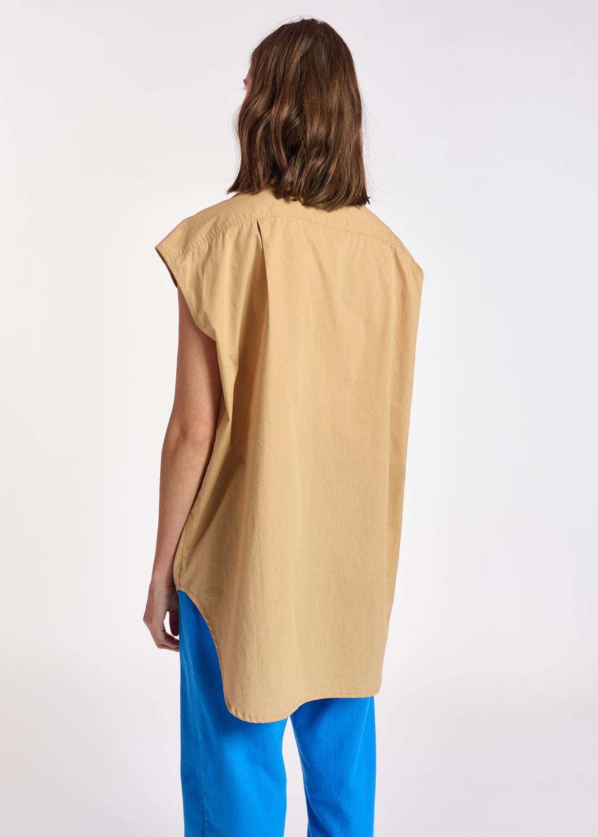 Beige sleeveless cotton shirt RE—SSENTIEL | Essentiel second hand