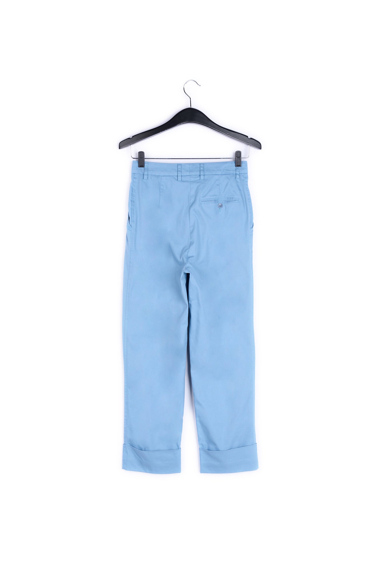 Light blue cotton-blend straight-leg pants RE—SSENTIEL | Essentiel second hand