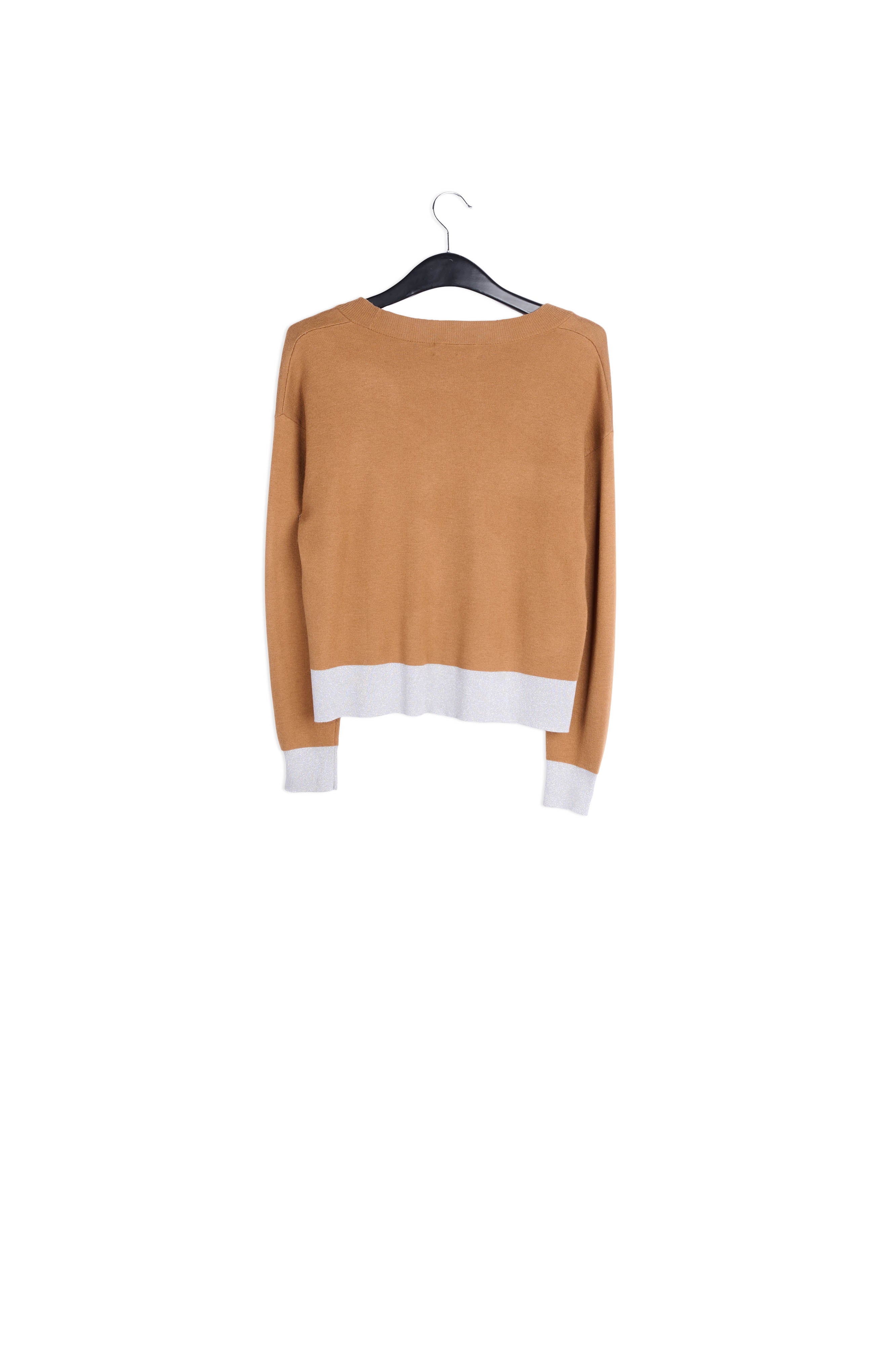 Pull carré camel et doré à encolure v RE—SSENTIEL | Essentiel second hand