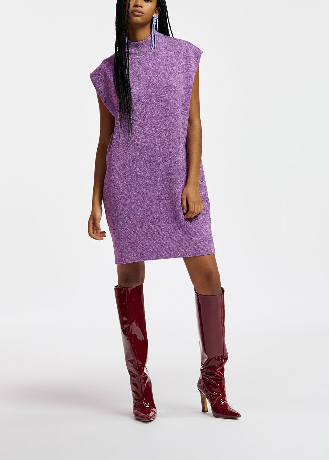 Purple lurex knitted dress RE—SSENTIEL | Essentiel second hand