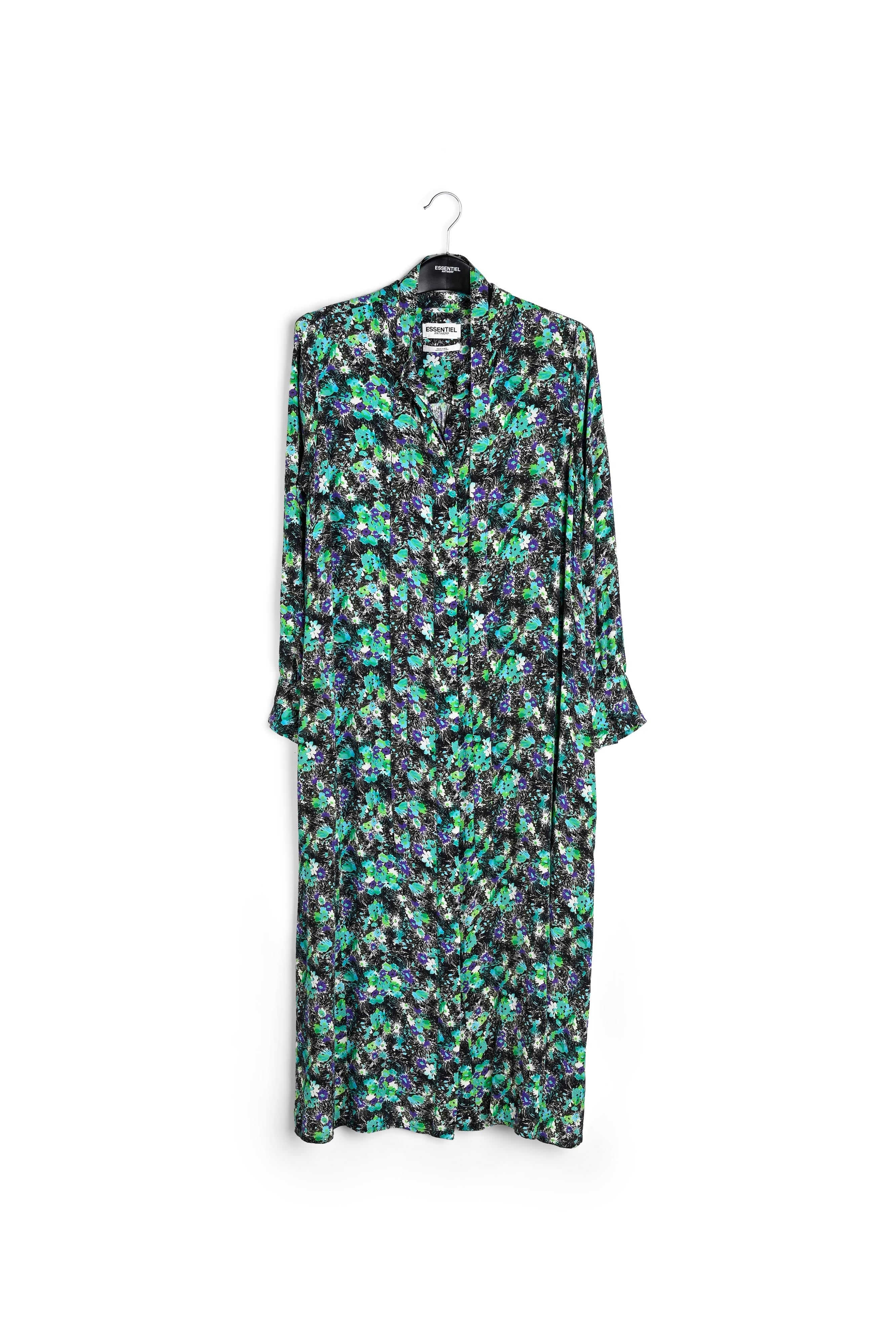 Green floral print a-line shirt dress RE—SSENTIEL | Essentiel second hand
