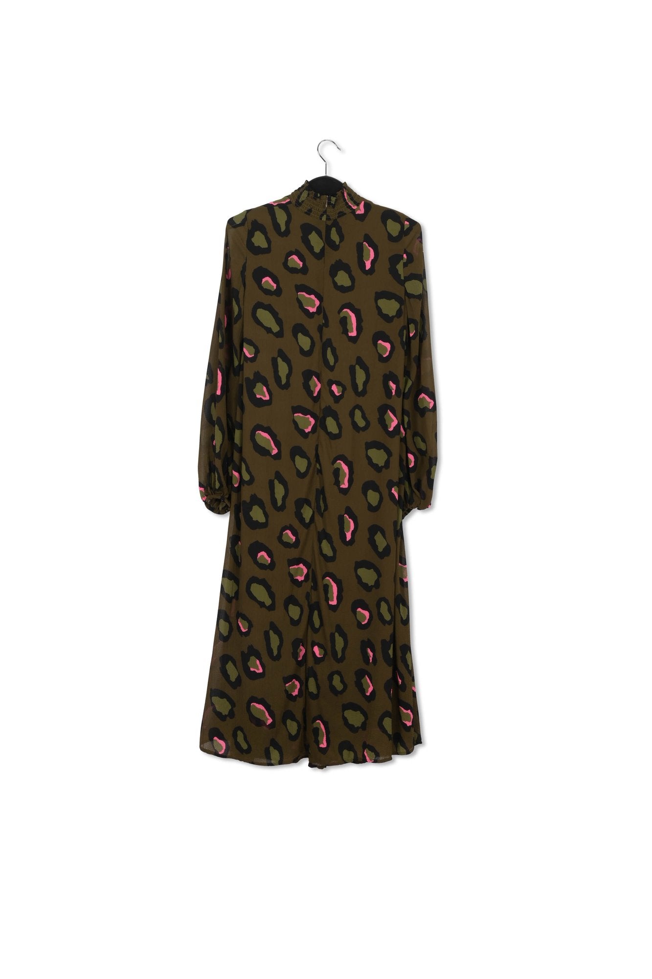 Khaki leopard-print midi-length dress RE—SSENTIEL | Essentiel second hand