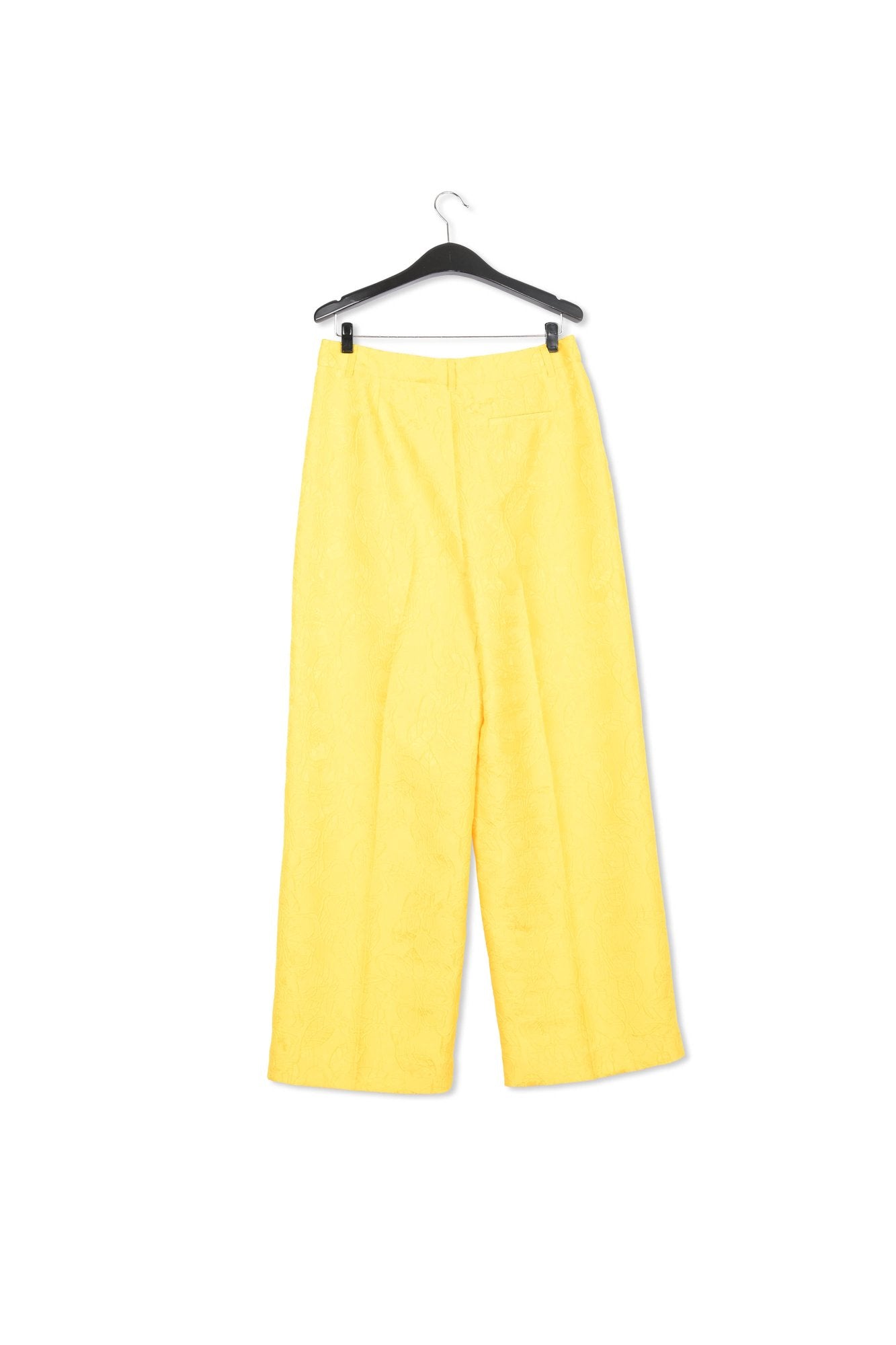 Yellow floral-jacquard straight-leg pants RE—SSENTIEL | Essentiel second hand