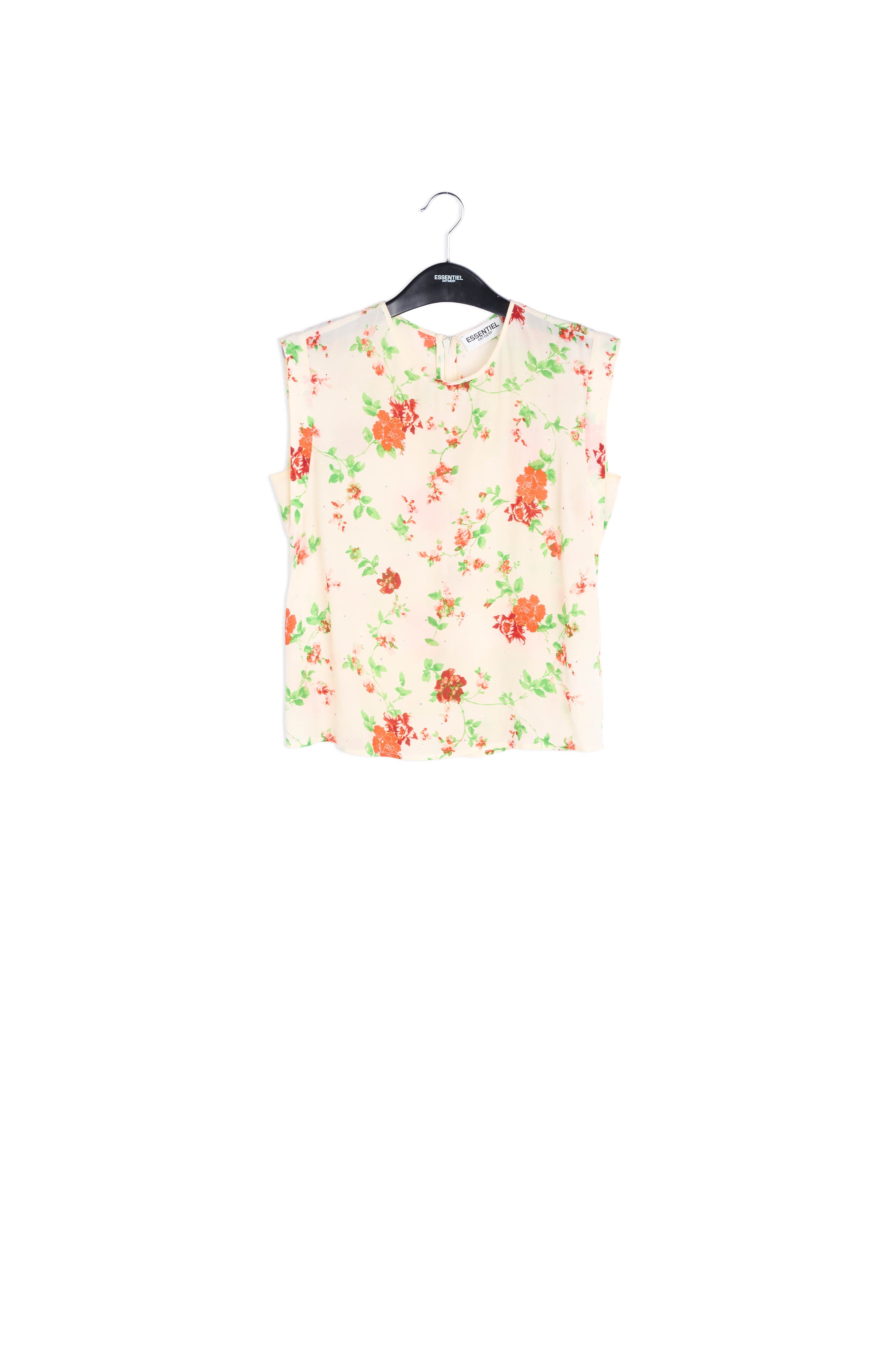 Top blanc cassé à fleurs avec strass RE—SSENTIEL | Essentiel second hand