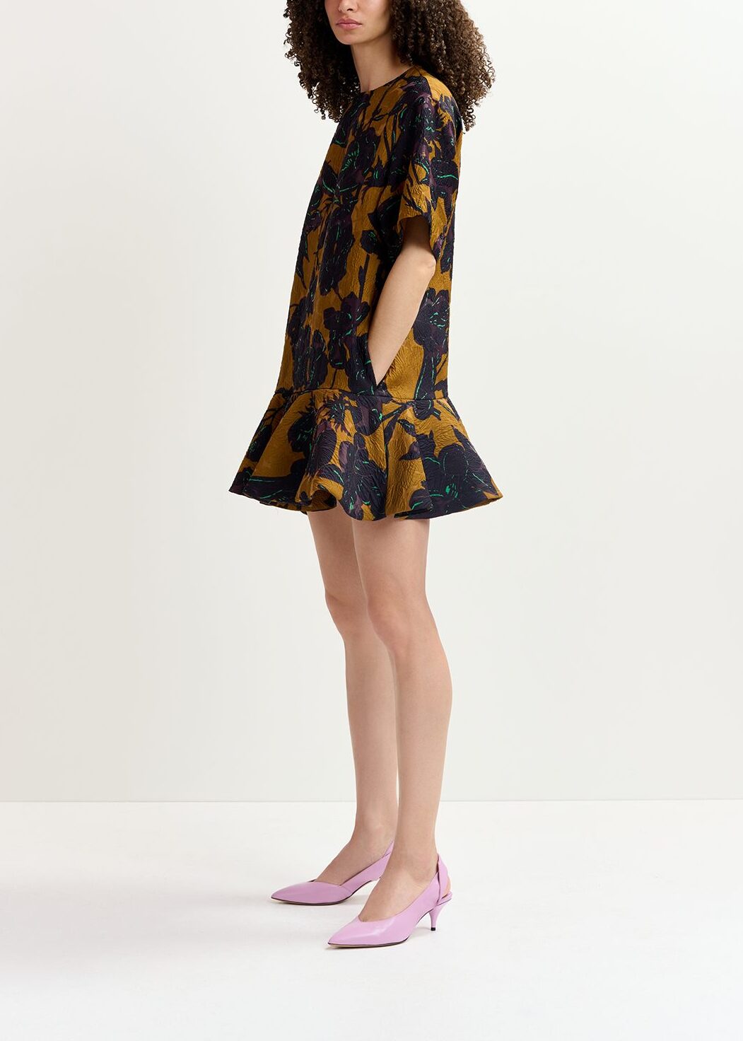 Mini-robe à  imprimé fleuri bronze et bleu marine RE—SSENTIEL | Essentiel second hand