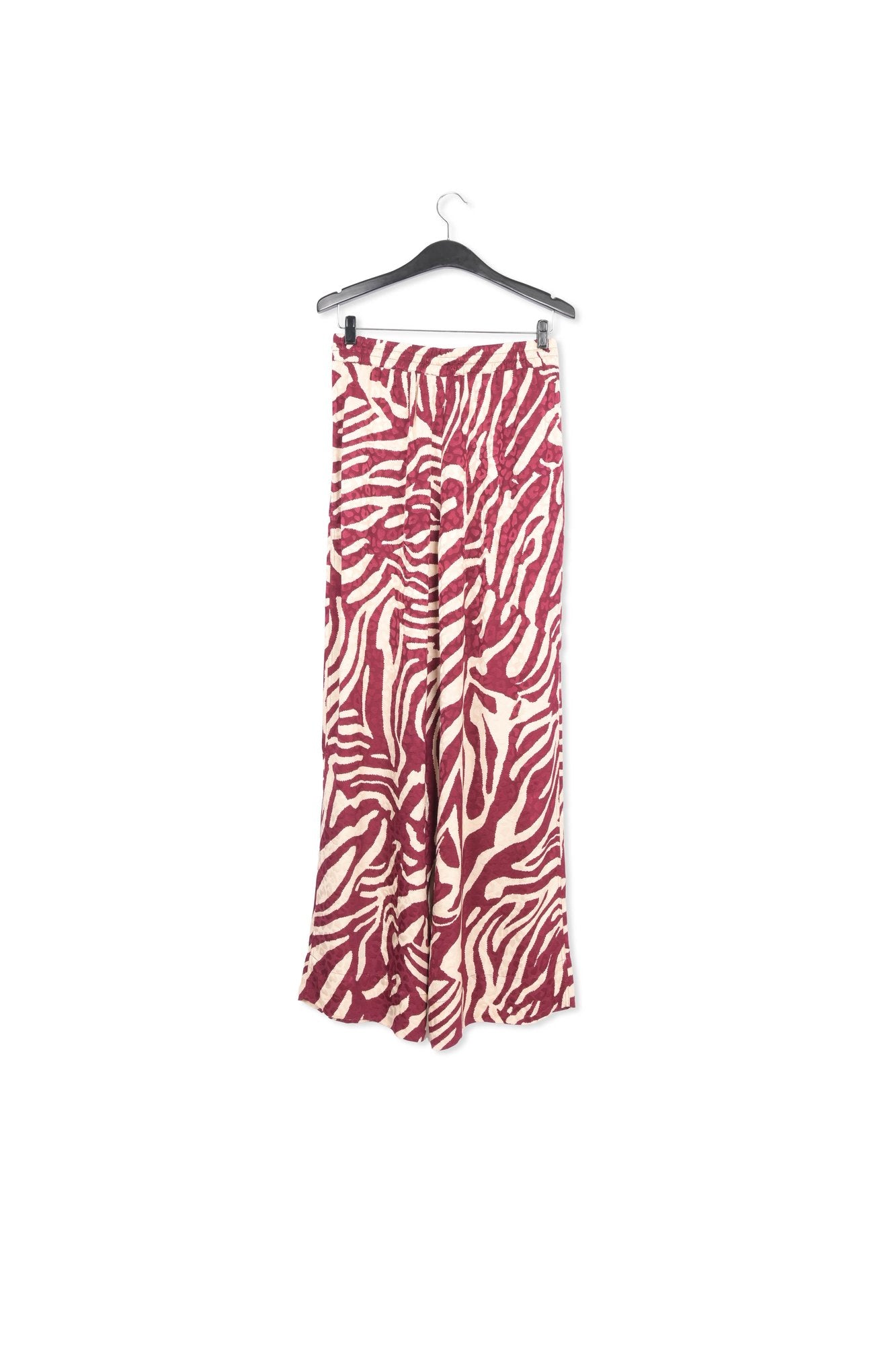 Burgundy and ecru zebra-print wide-leg pants RE—SSENTIEL | Essentiel second hand