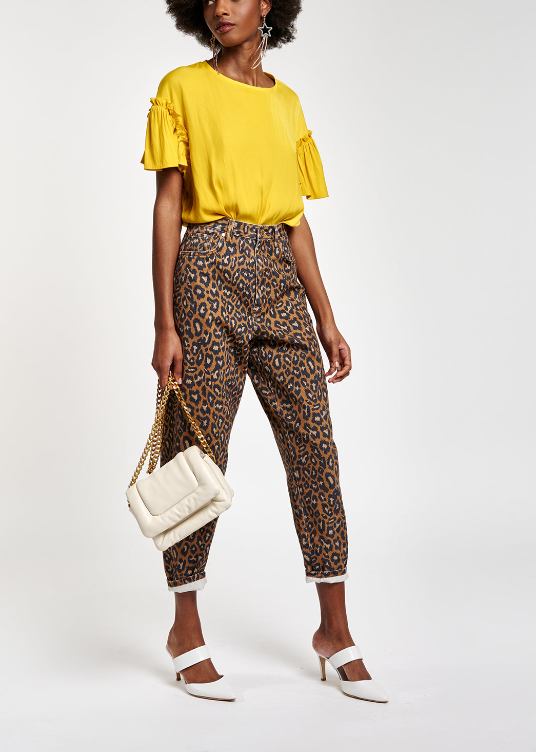 Gele top met korte ruchemouwen RE—SSENTIEL | Essentiel second hand