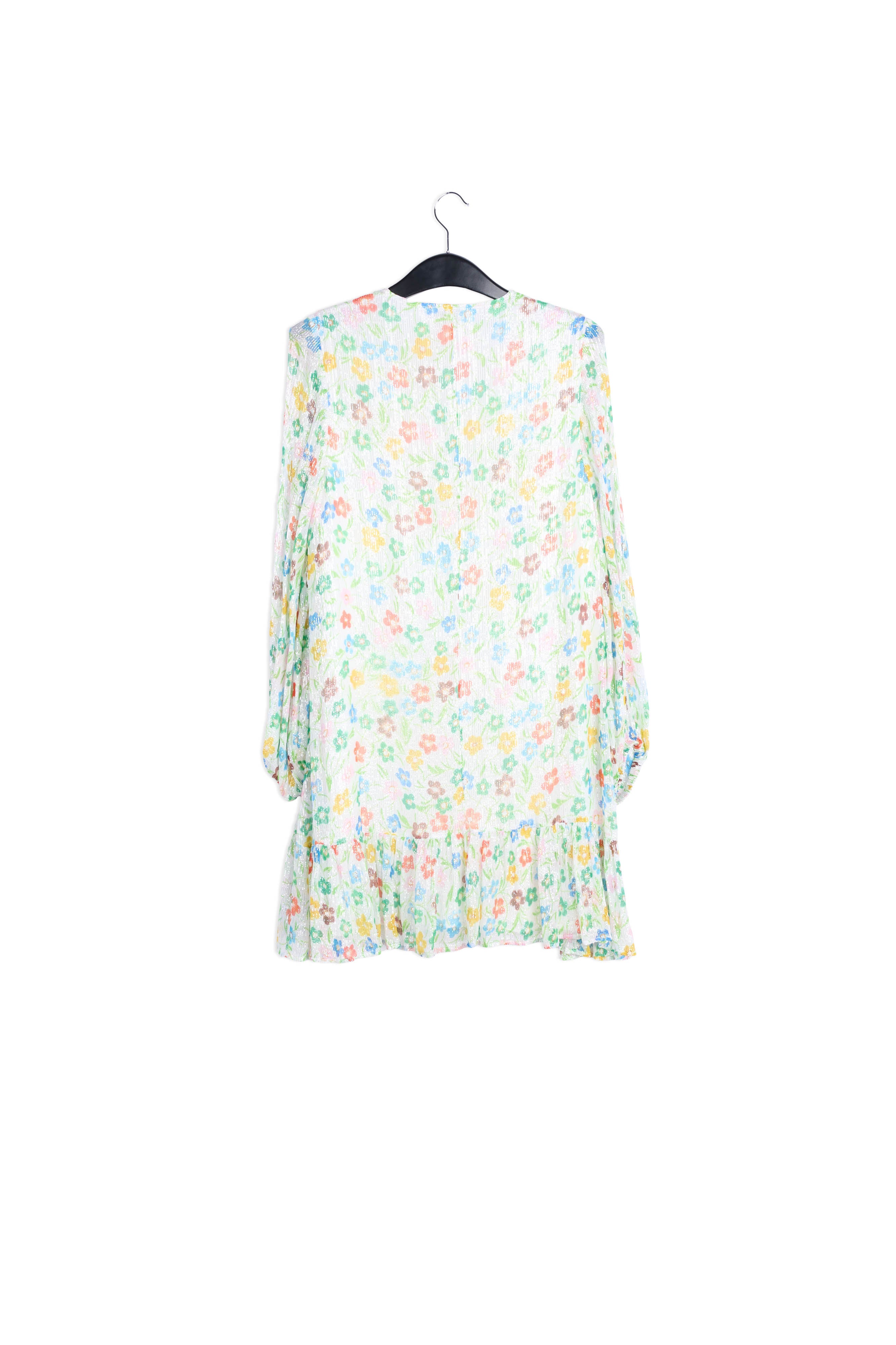 Off-white floral print dress with flared hem RE—SSENTIEL | Essentiel second hand