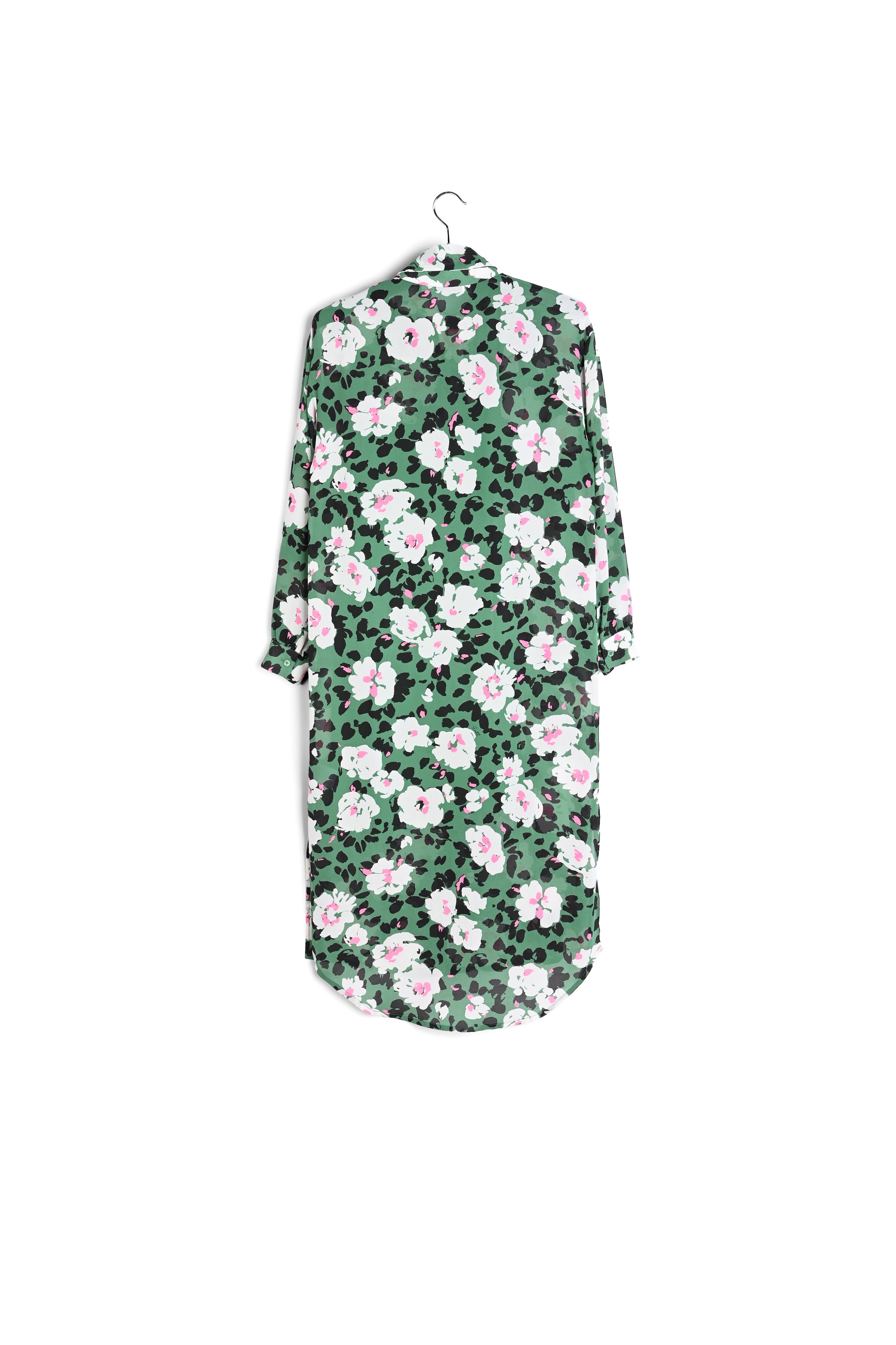 Groene hemdjurk met bloemenprint RE—SSENTIEL | Essentiel second hand