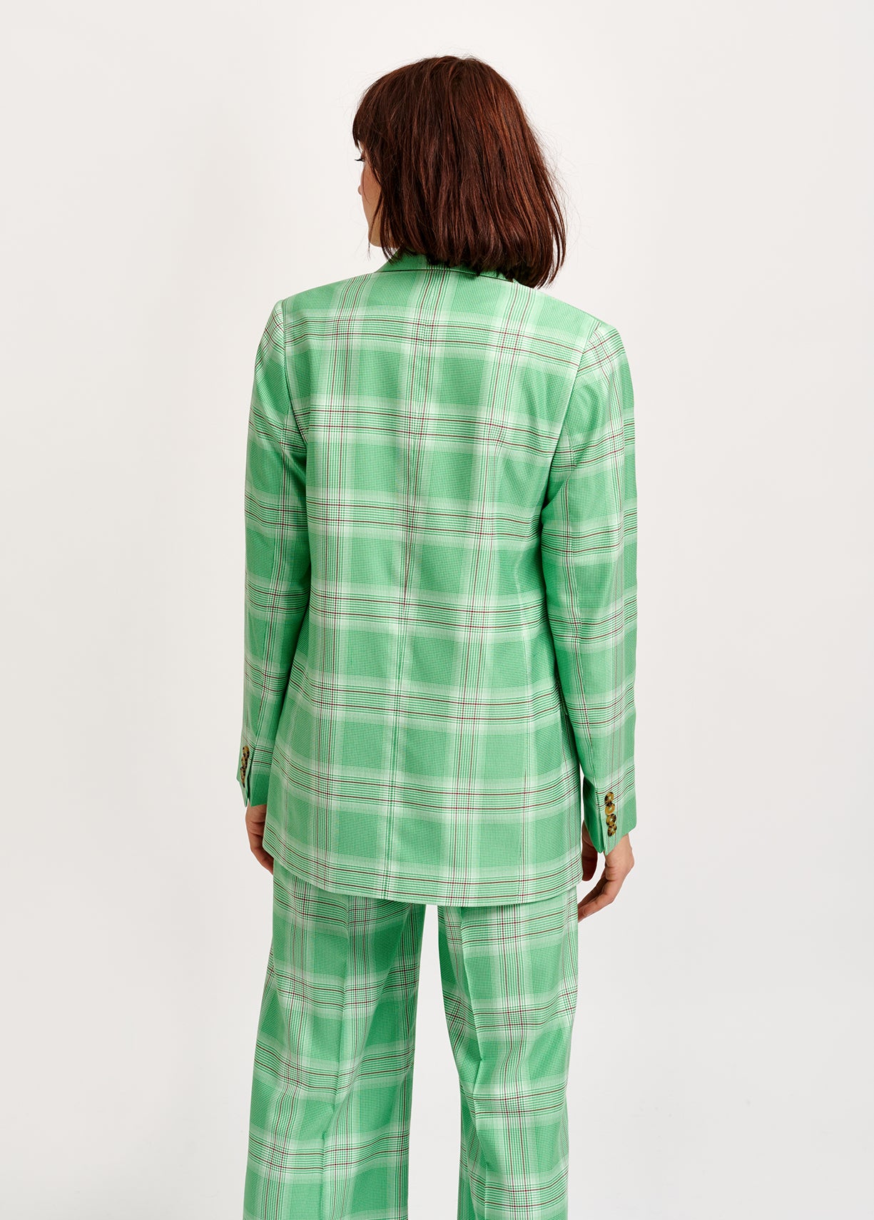 Veste croisée en tartan vert RE—SSENTIEL | Essentiel second hand