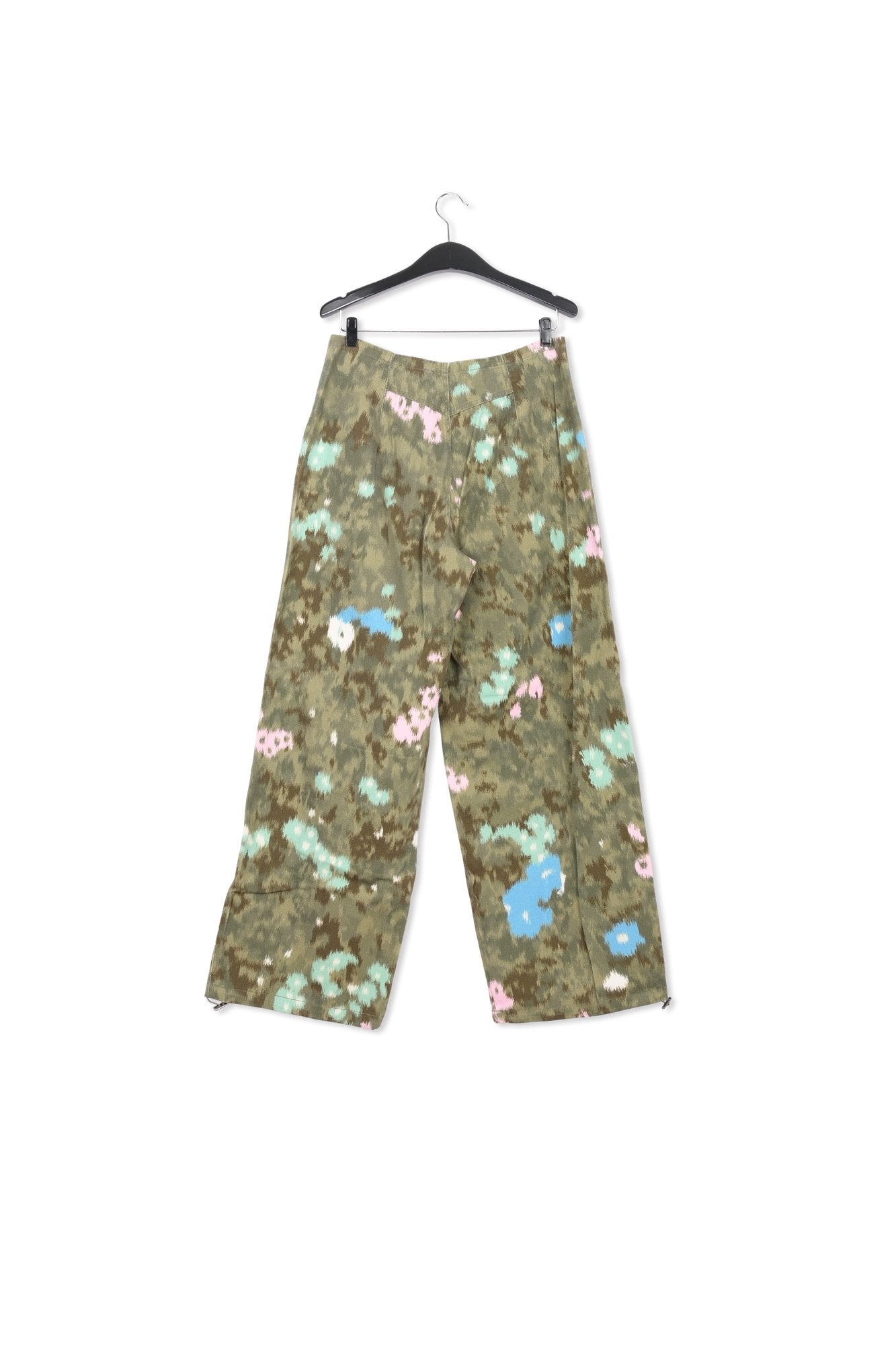 Khaki floral print cotton cargo pants RE—SSENTIEL | Essentiel second hand