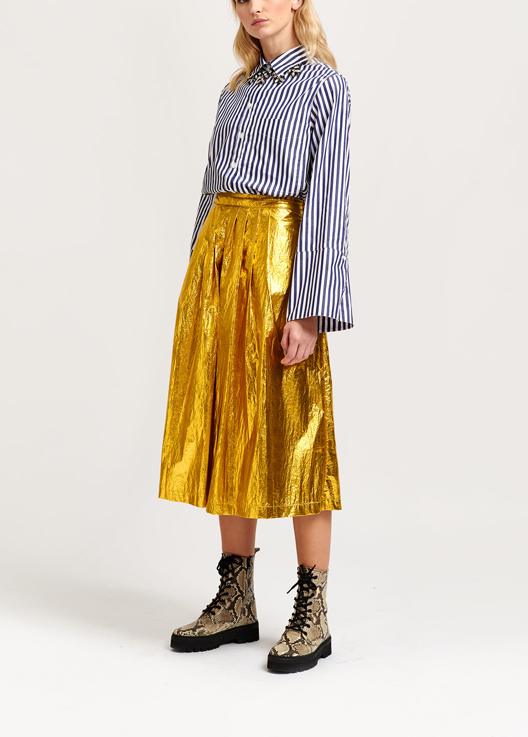 White and dark blue striped cotton shirt (ready to publish wrong_packshots) RE—SSENTIEL | Essentiel second hand