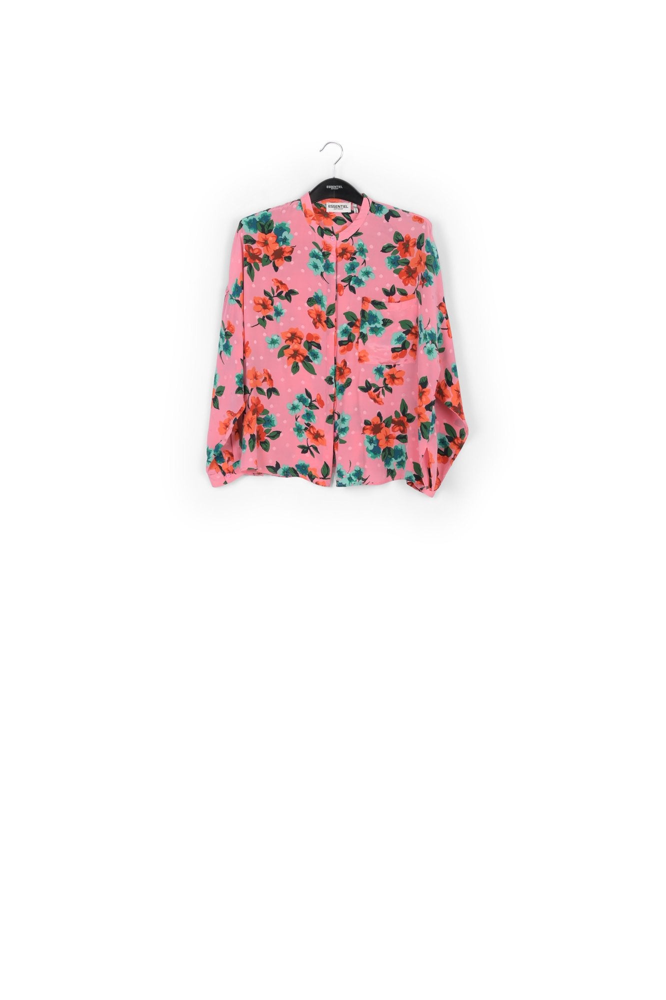 Pink floral and polka dot silk buttoned blouse RE—SSENTIEL | Essentiel second hand