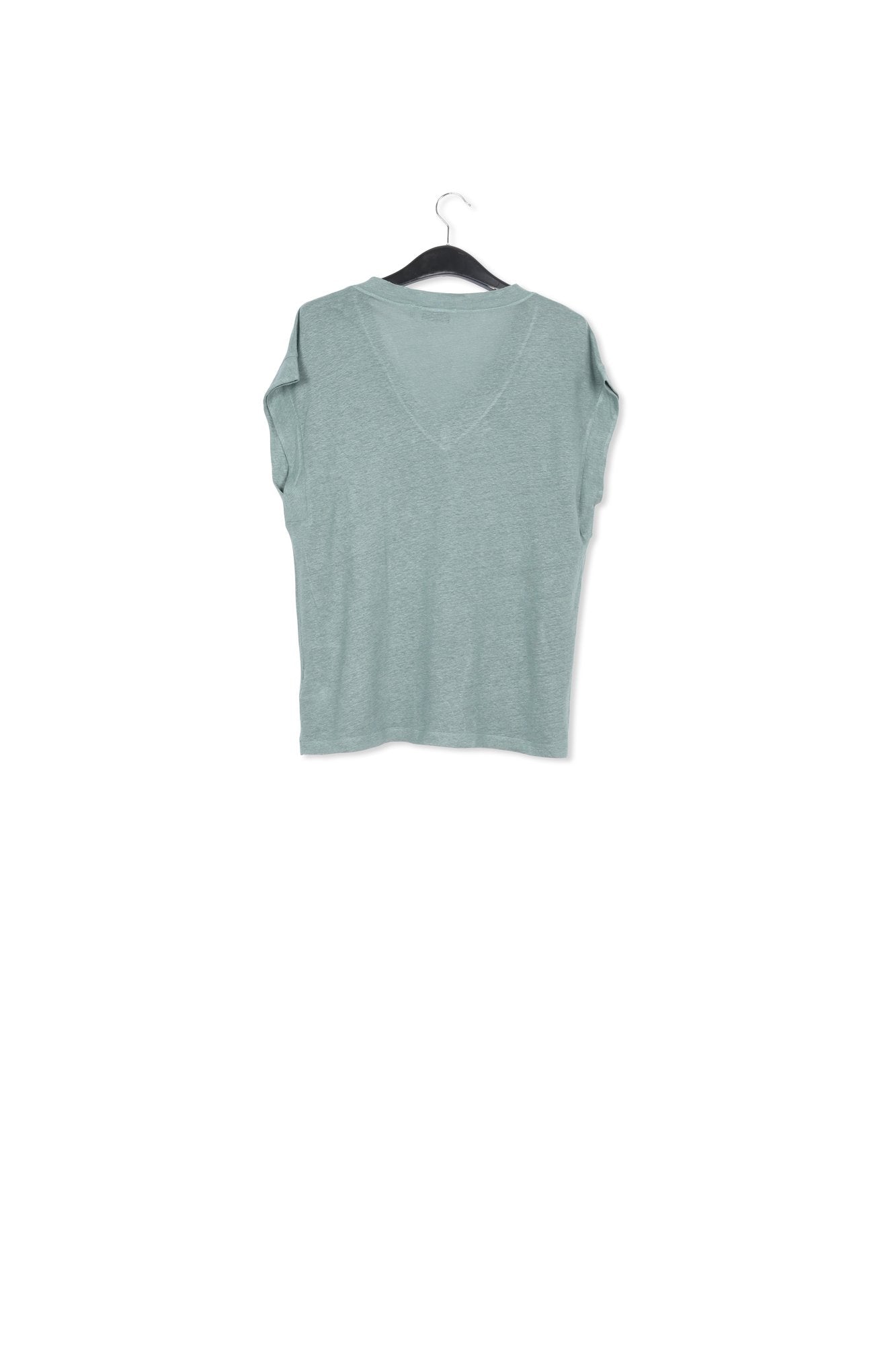 Blue linen V-neck T-shirt RE—SSENTIEL | Essentiel second hand