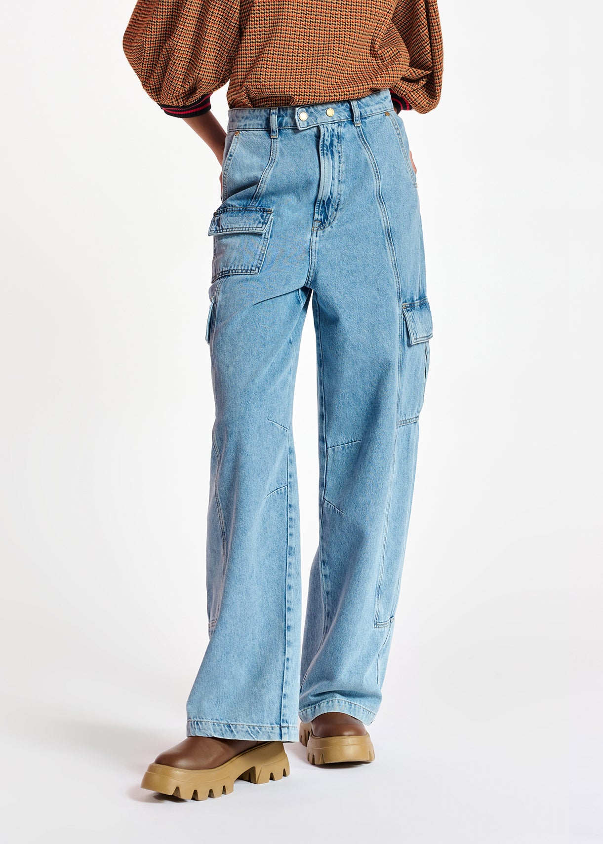 Jean treillis bleu aux jambes larges RE—SSENTIEL | Essentiel second hand