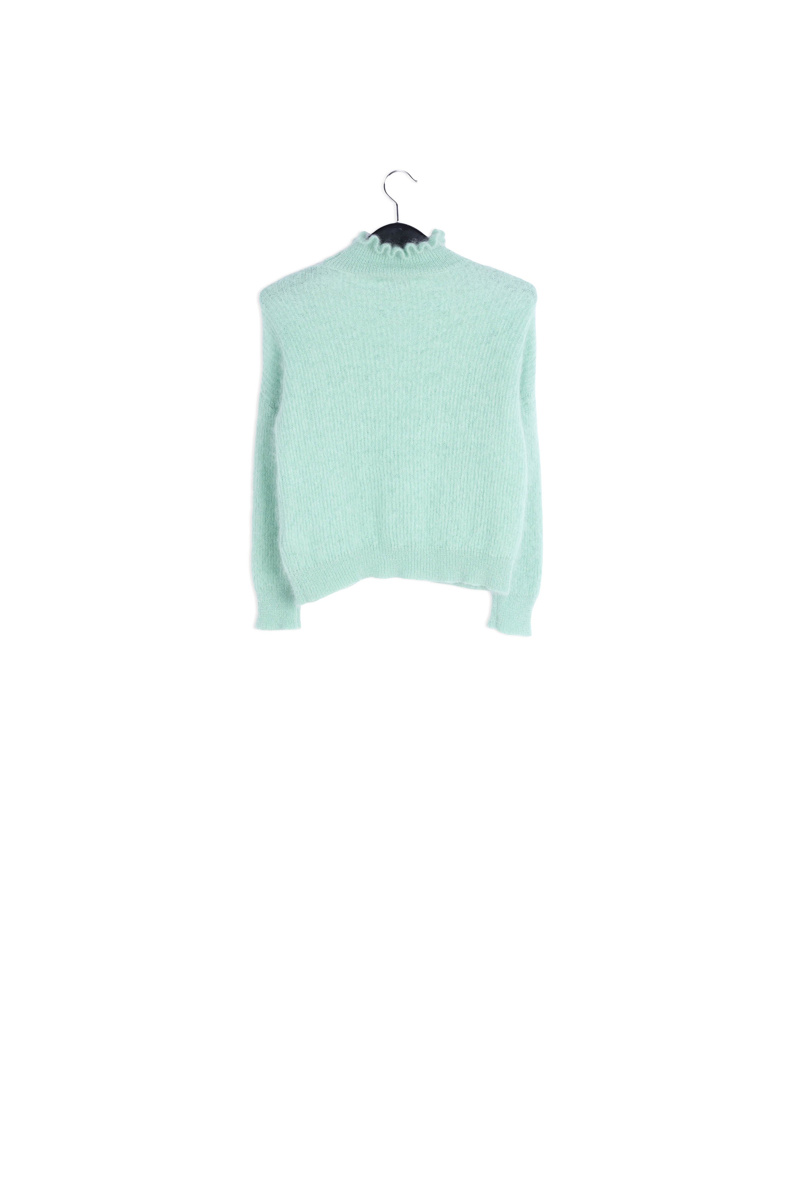 Pull vert menthe avec col haut à ruches RE—SSENTIEL | Essentiel second hand