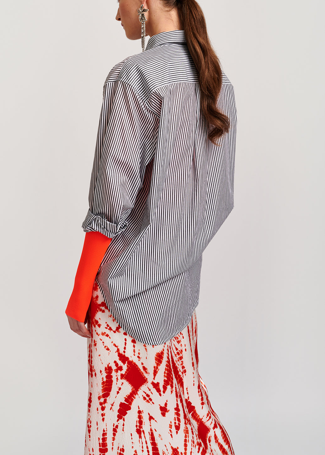 Grey and off-white striped cotton shirt RE—SSENTIEL | Essentiel second hand