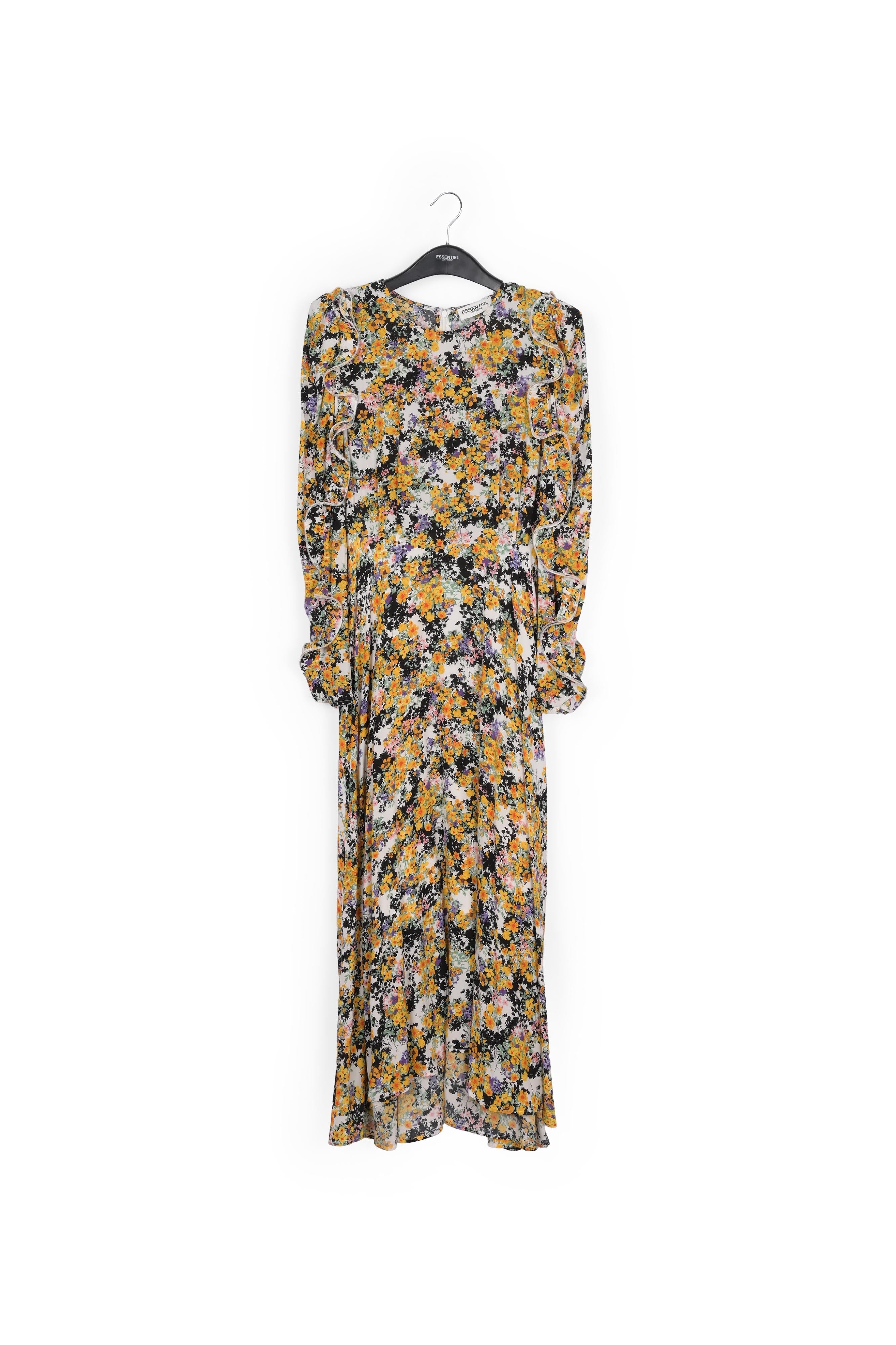 Off-white ruffled floral-print maxi dress RE—SSENTIEL | Essentiel second hand