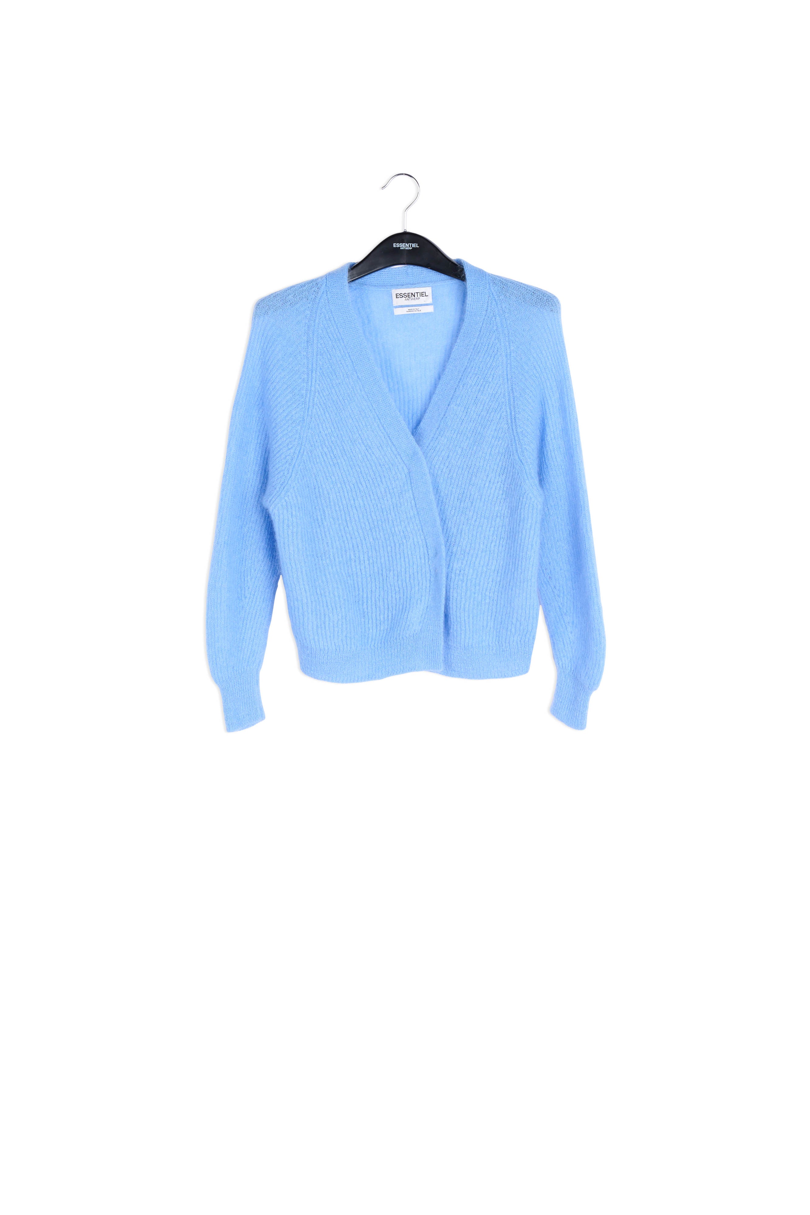 Light blue mohair-blend ribbed-knit cardigan RE—SSENTIEL | Essentiel second hand