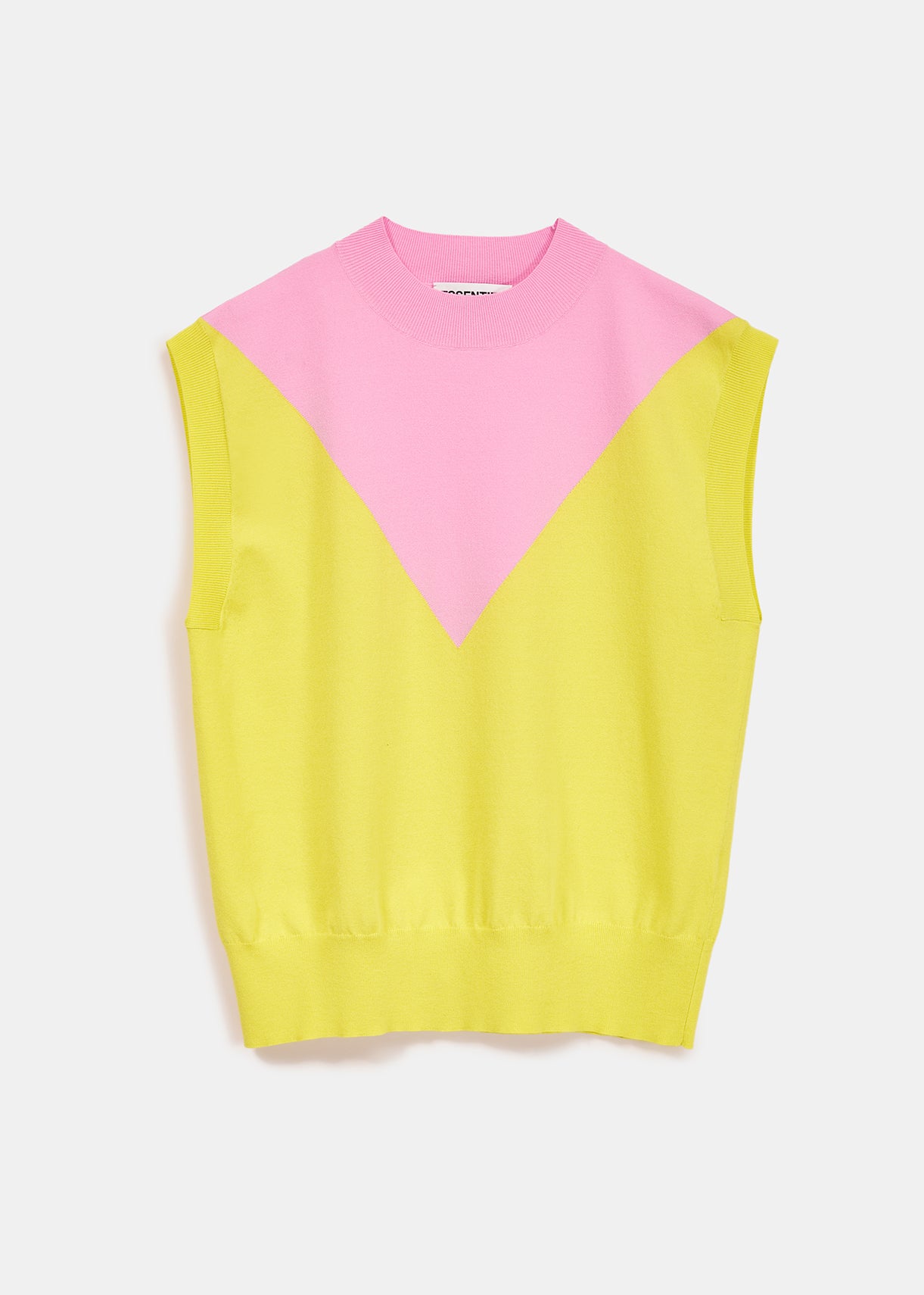 Yellow and pink knitted sleeveless top RE—SSENTIEL | Essentiel second hand