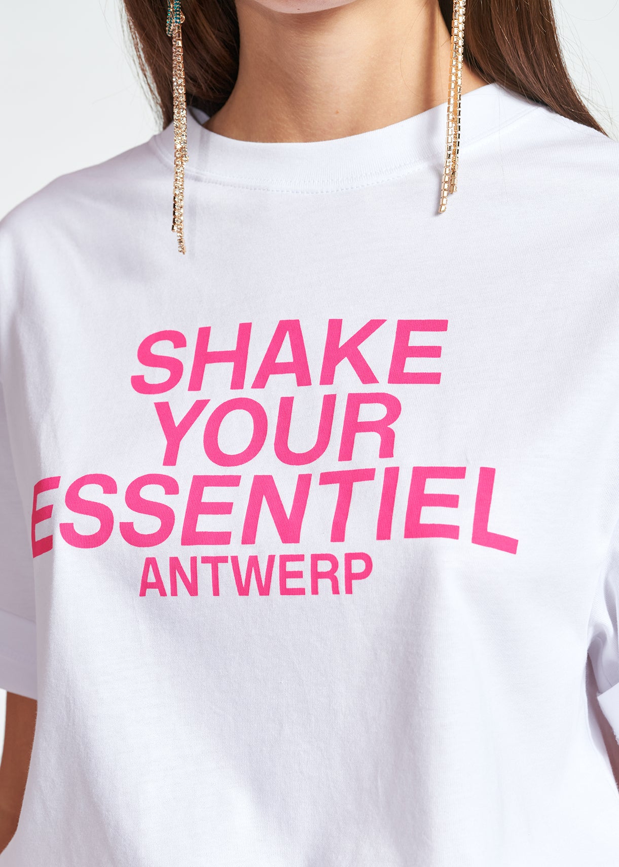 White loose-fit 'Shake your Essentiel Antwerp' T-shirt RE—SSENTIEL | Essentiel second hand