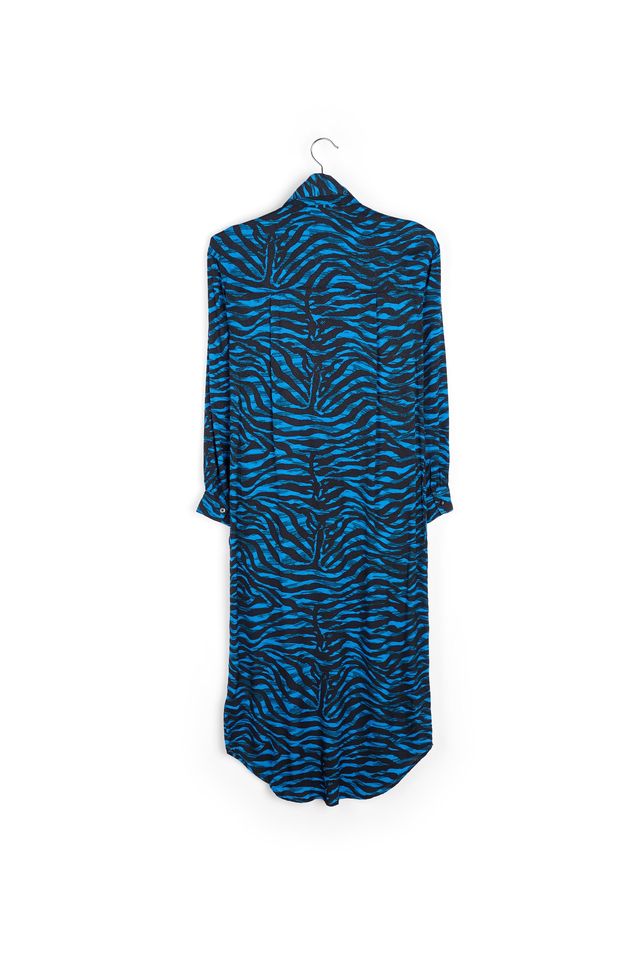 Black and blue zebra print midi shirt dress RE—SSENTIEL | Essentiel second hand