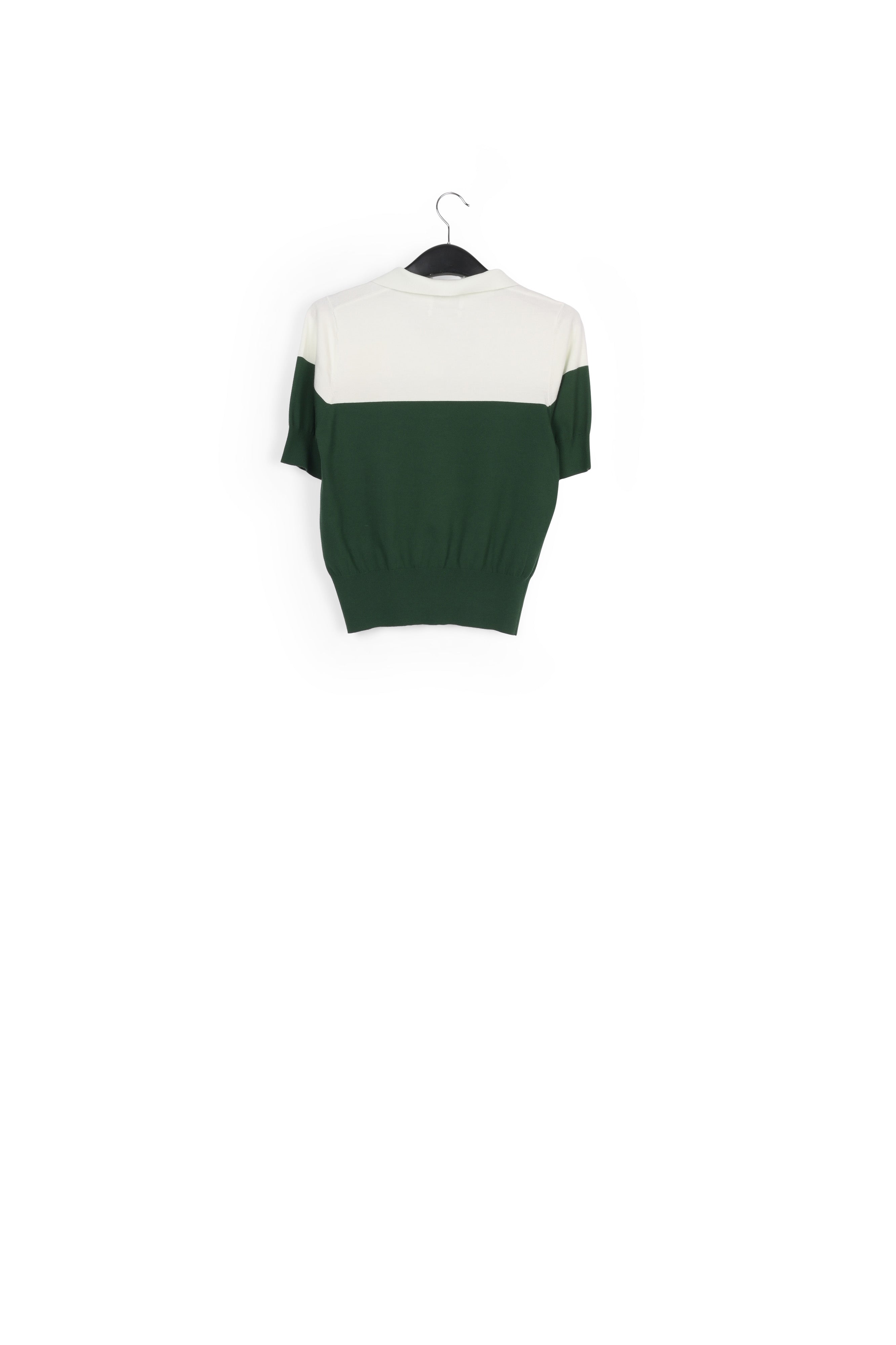 Dark green and white knitted polo top RE—SSENTIEL | Essentiel second hand