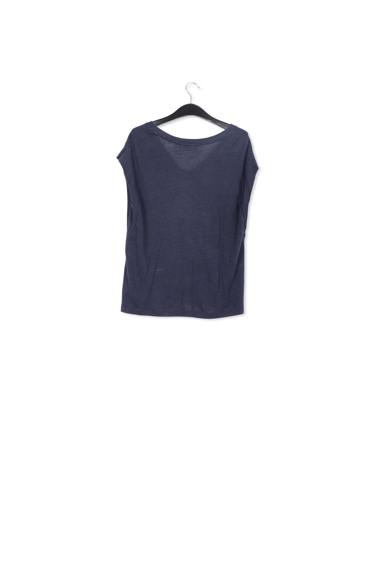 Blue linen V-neck T-Shirt RE—SSENTIEL | Essentiel second hand