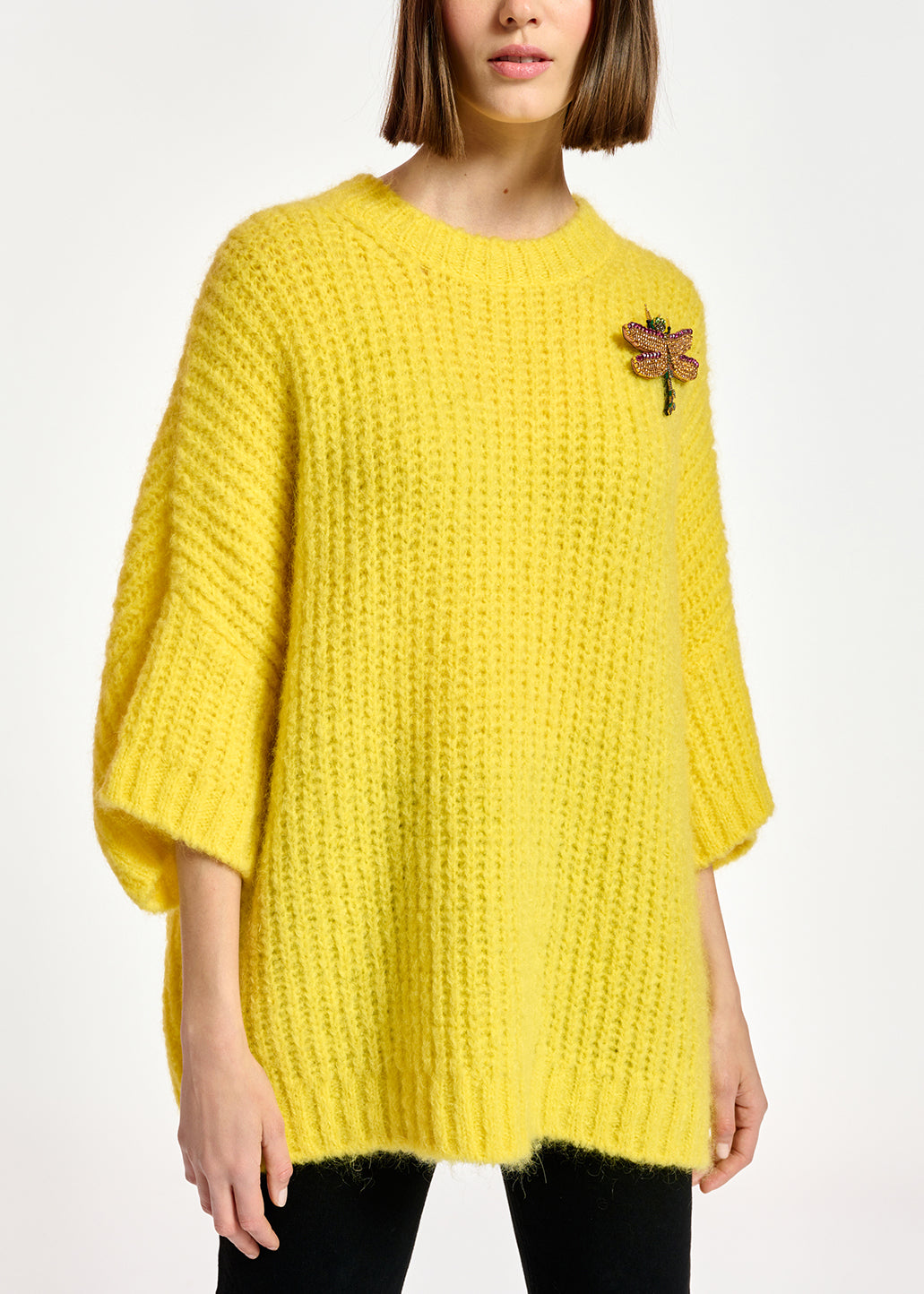 Yellow boxy cut knit sweater RE—SSENTIEL | Essentiel second hand