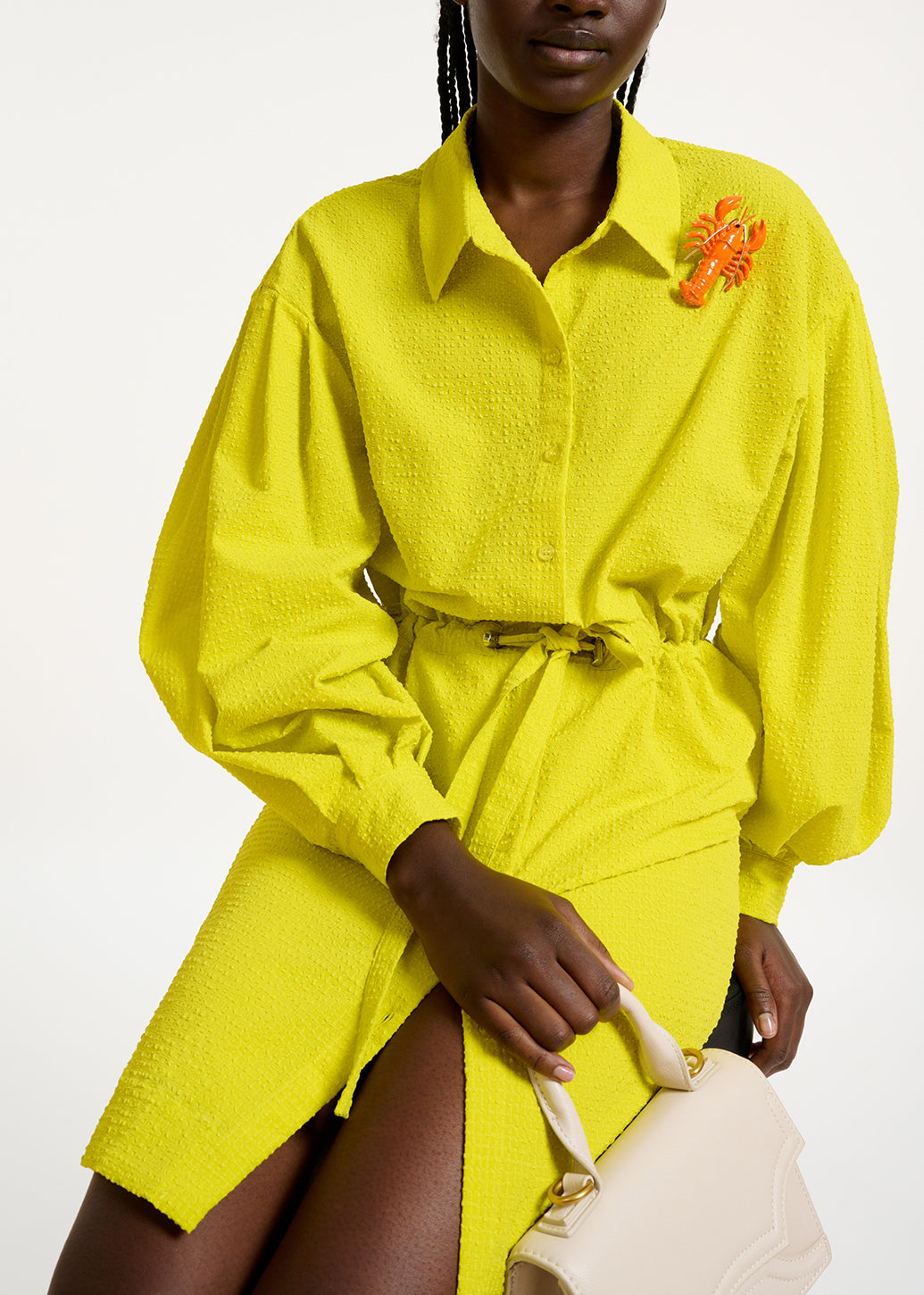 Yellow mini dress with voluminous sleeves RE—SSENTIEL | Essentiel second hand