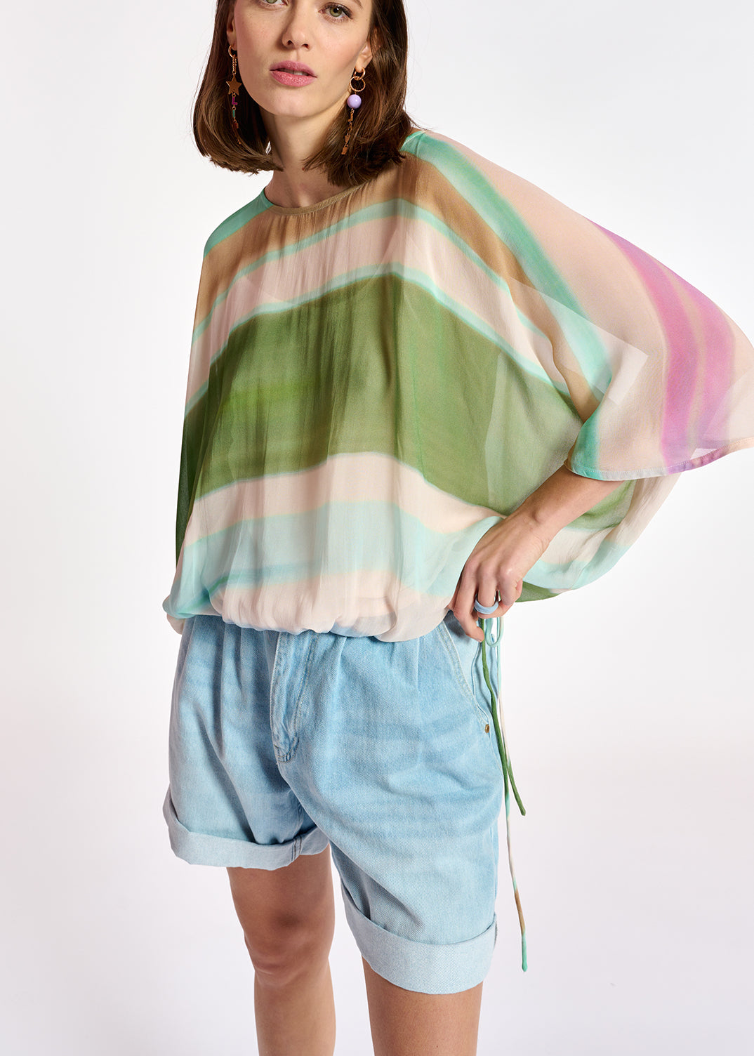 Multicolor voluminous sheer top RE—SSENTIEL | Essentiel second hand