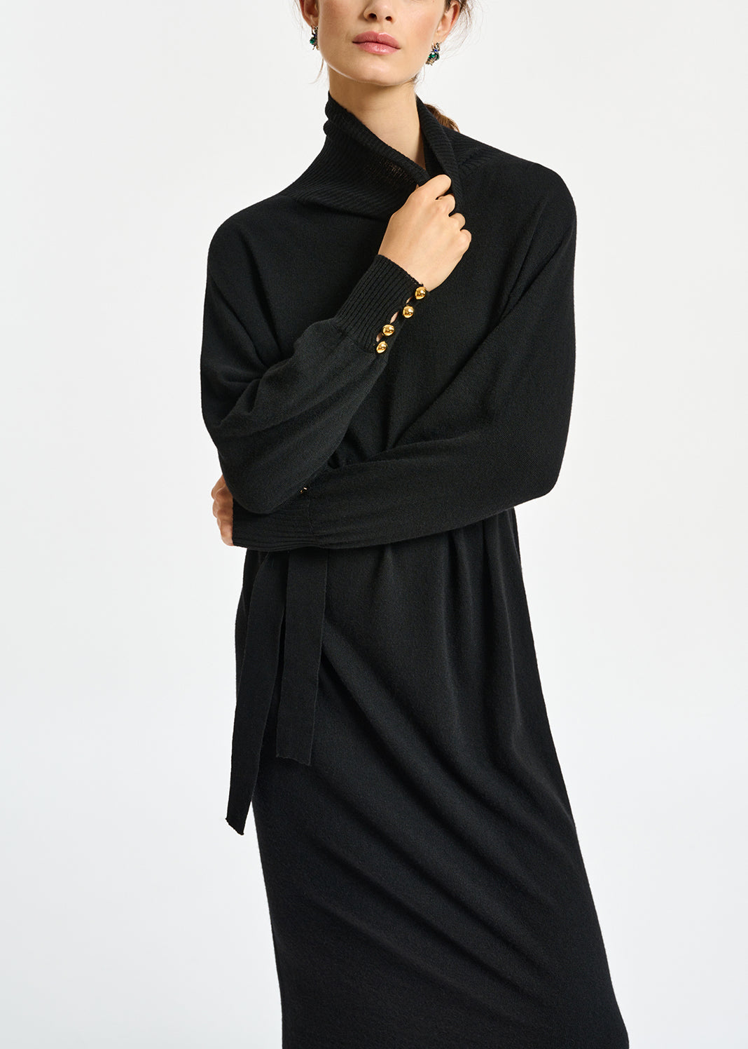 Black turtleneck knit dress RE—SSENTIEL | Essentiel second hand